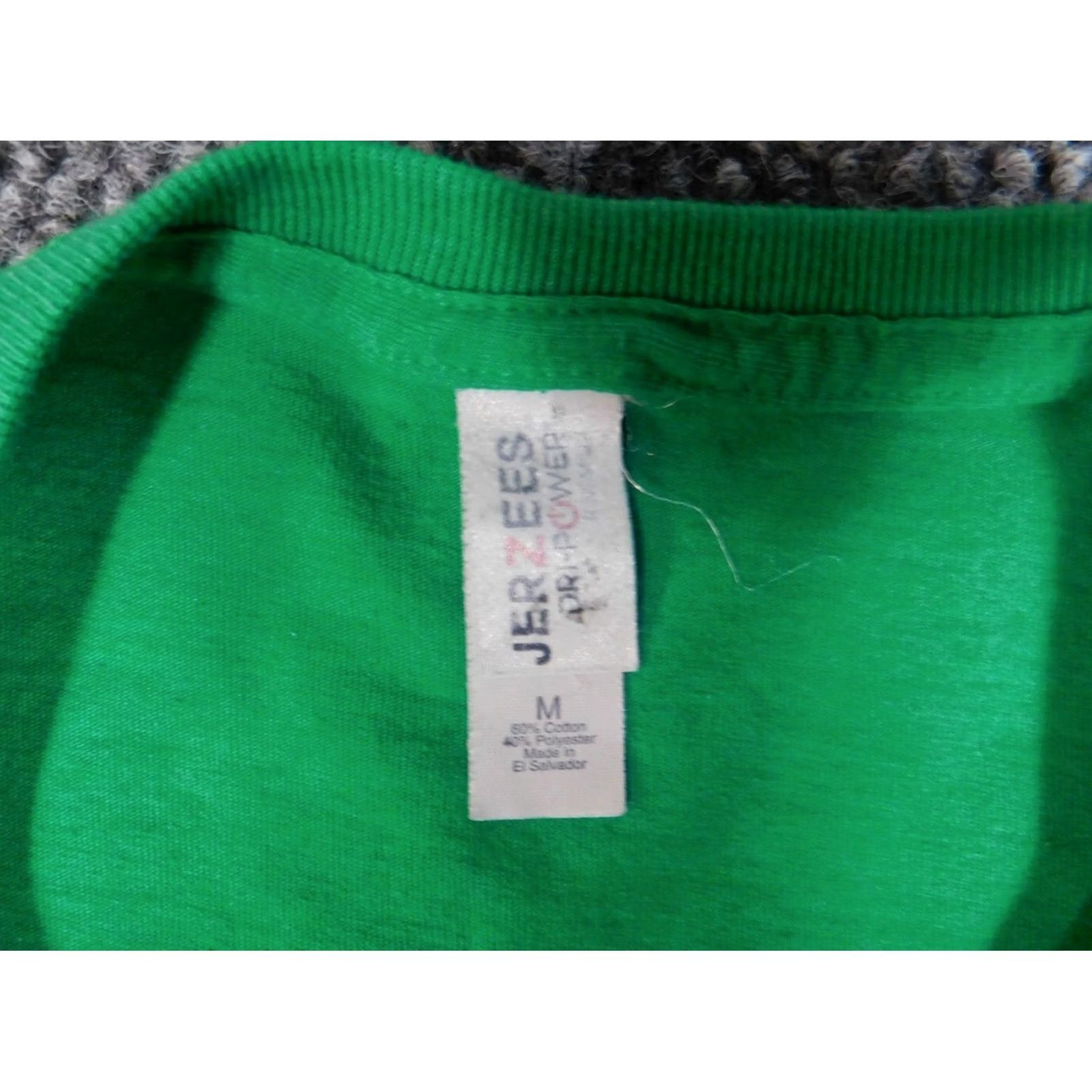 Jerzees JERZEES Shirt Mens T-Shirt Short Sleeve Crew Neck Green Cotton Knit Logo Medium M Vintage No Size US M / EU 48-50 / 2 - 5 Thumbnail