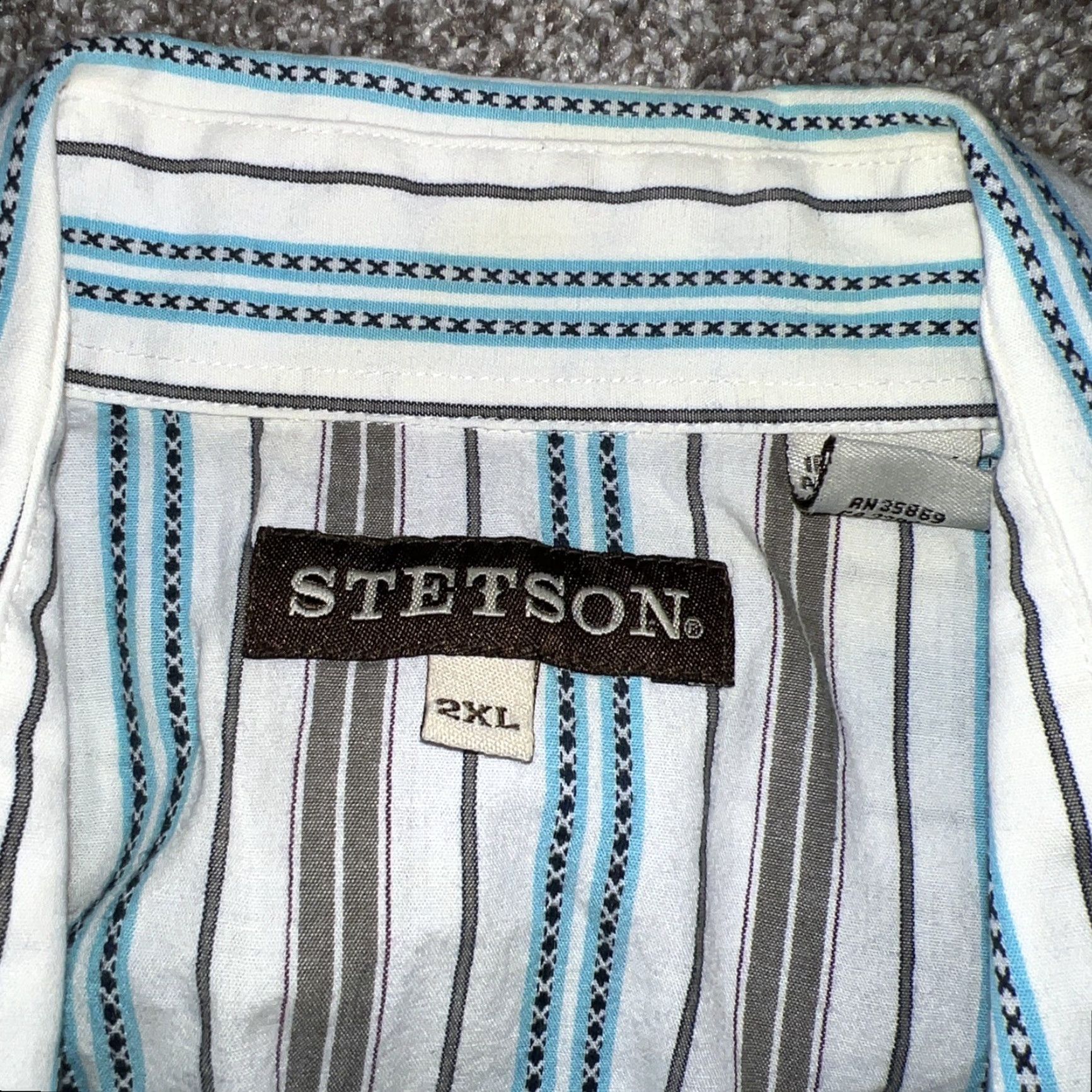 Stetson Stetson Shirt Western Striped Button-Up Snap 2XL Men’s Long Sleeve White Classic Western Button-Up Mens Regular Fit Size US XXL / EU 58 / 5 - 3 Thumbnail