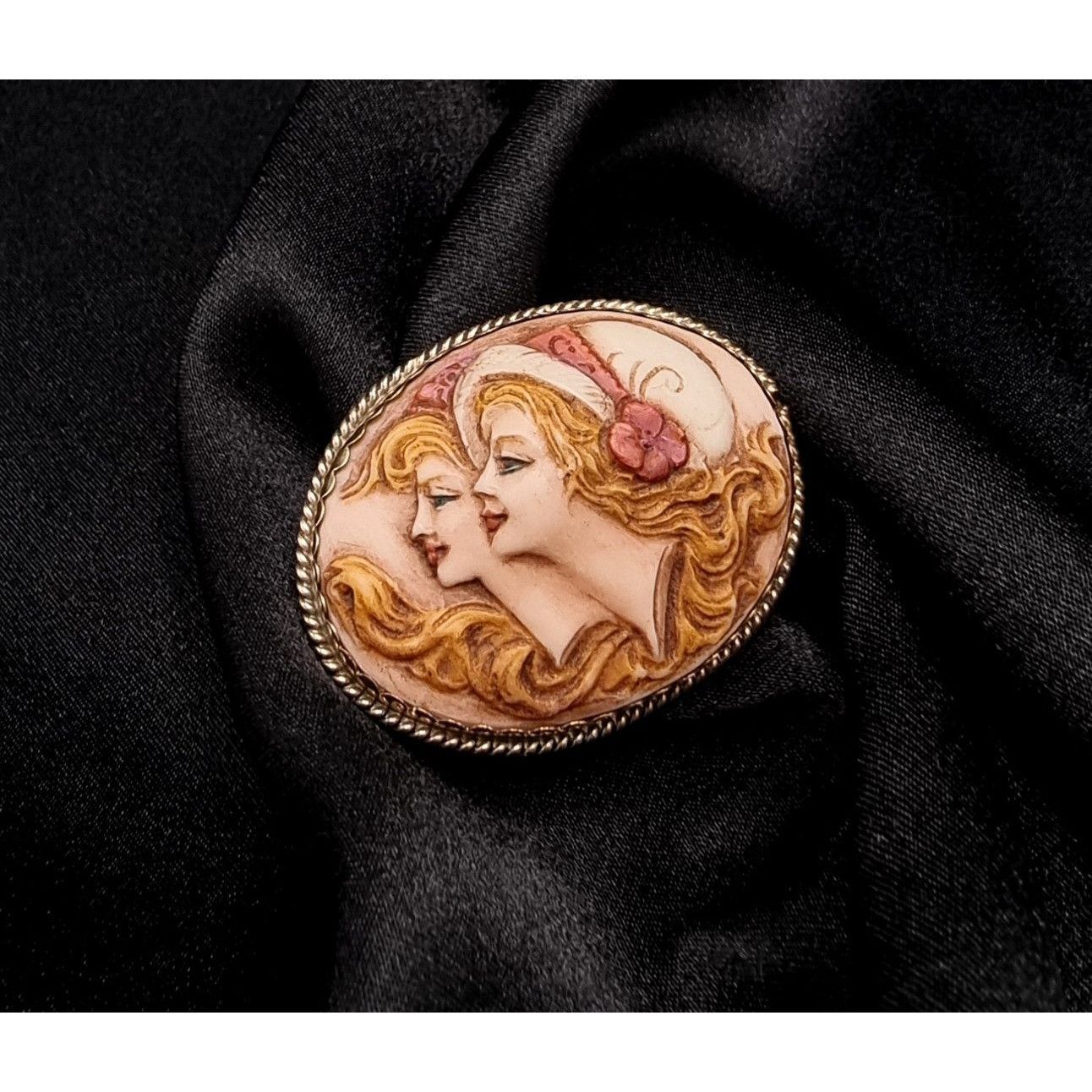 Vintage Rare Find Antique 1910s-1920s Hand-Painted Brooch Pendant Wi Size ONE SIZE - 1 Thumbnail