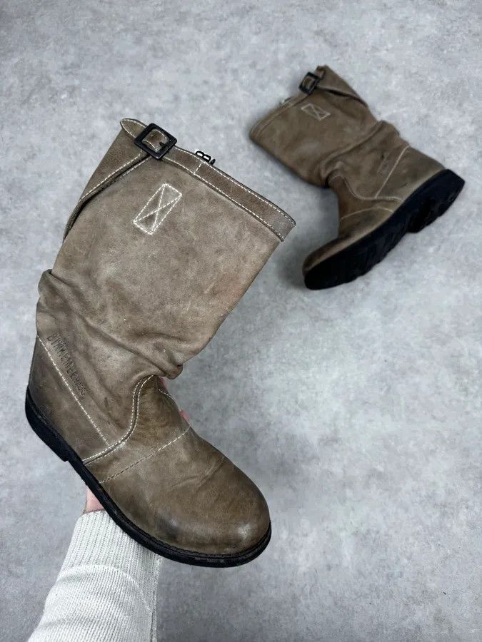 Dirk Bikkembergs 2000s Dirk Bikkembergs Eroded Grey Brown Leather Ankle Boots Size US 6 / EU 39 - 1 Thumbnail