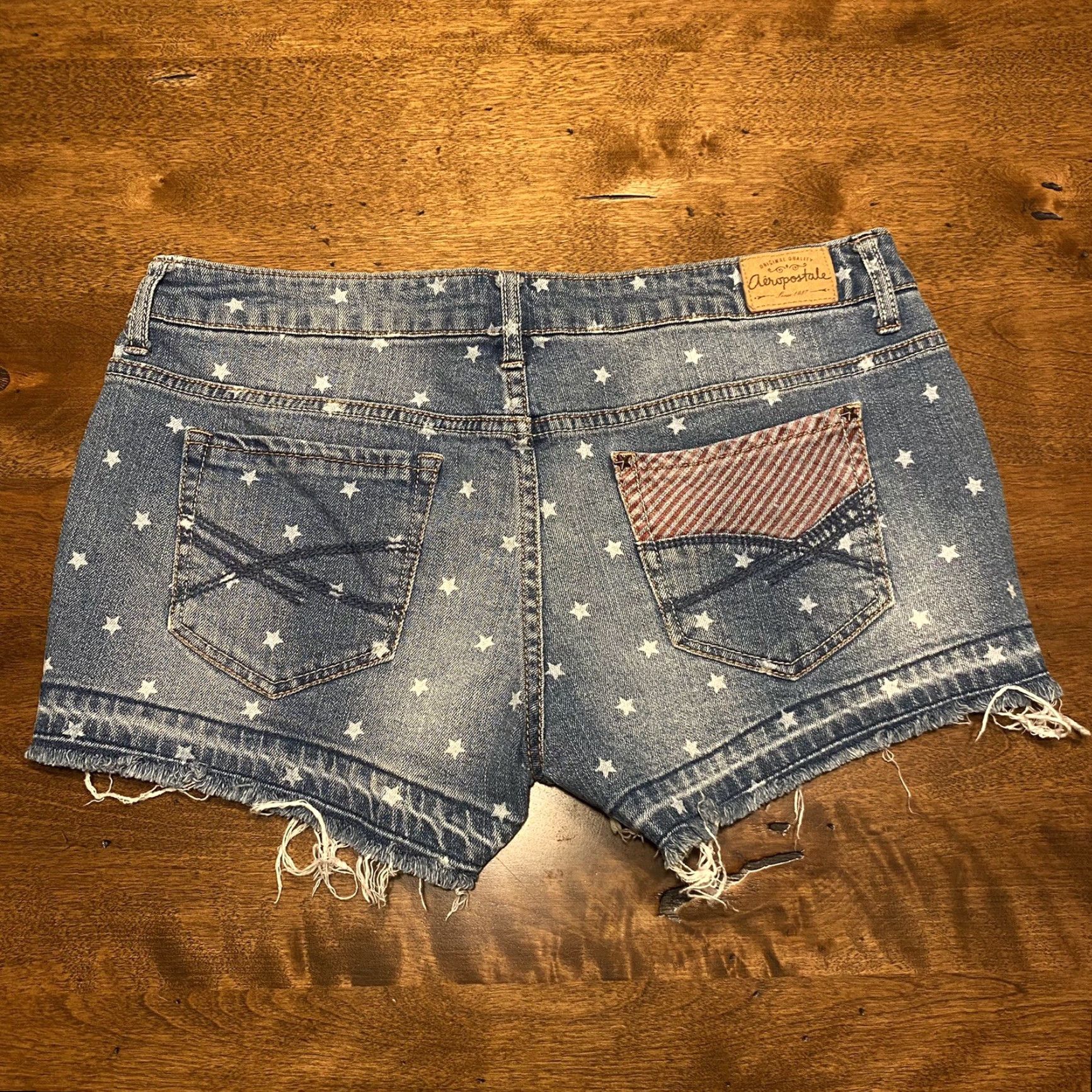 Vintage AÉROPOSTALE HIGH WAISTED SHORTY Jeans Shorts Womens 6 Denim Stars USA Patch Short Size 28" / US 6 / IT 42 - 6 Thumbnail