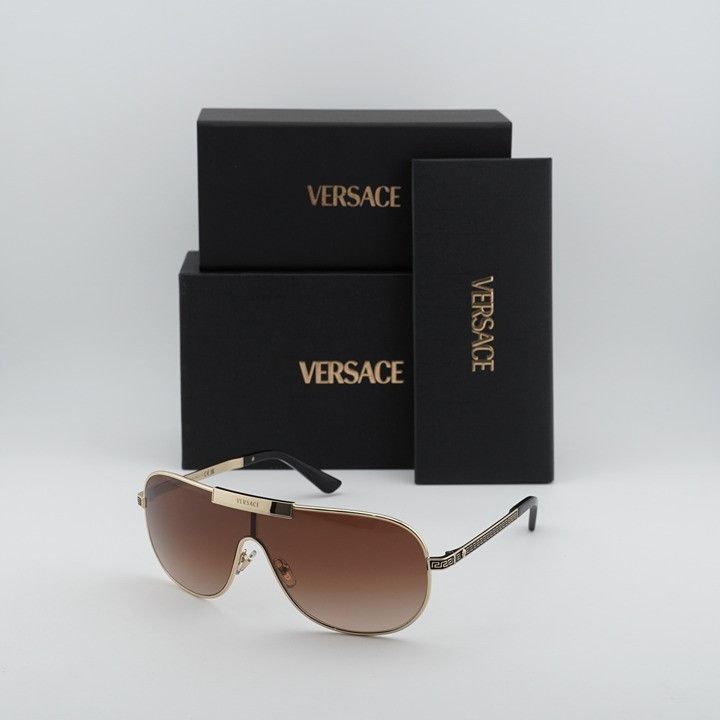 Versace Versace VE2293 1252/13 Square Sunglasses - Gold Frame, Brown Size ONE SIZE - 10 Thumbnail