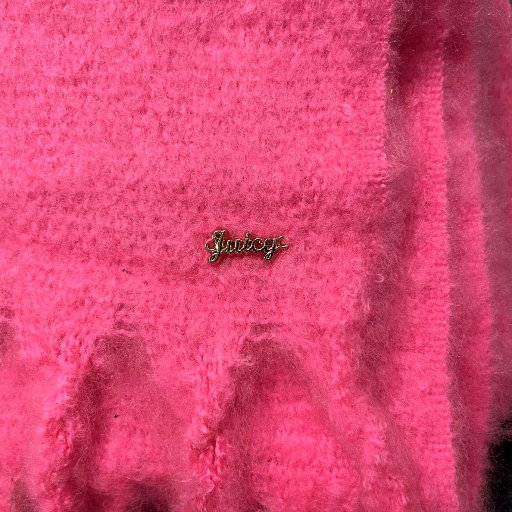 Juicy Couture Juicy Couture Scarf Womens One Size Pink Fuzzy Fringe Logo Winter Wrap Size ONE SIZE - 5 Thumbnail