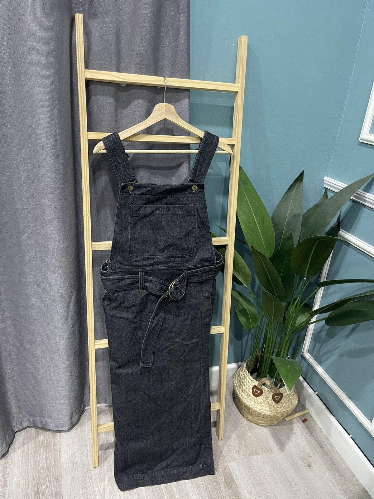image of Vintage 90's Issey Miyake Sport Denim Jumpskirt in Black, Women's (Size 24)