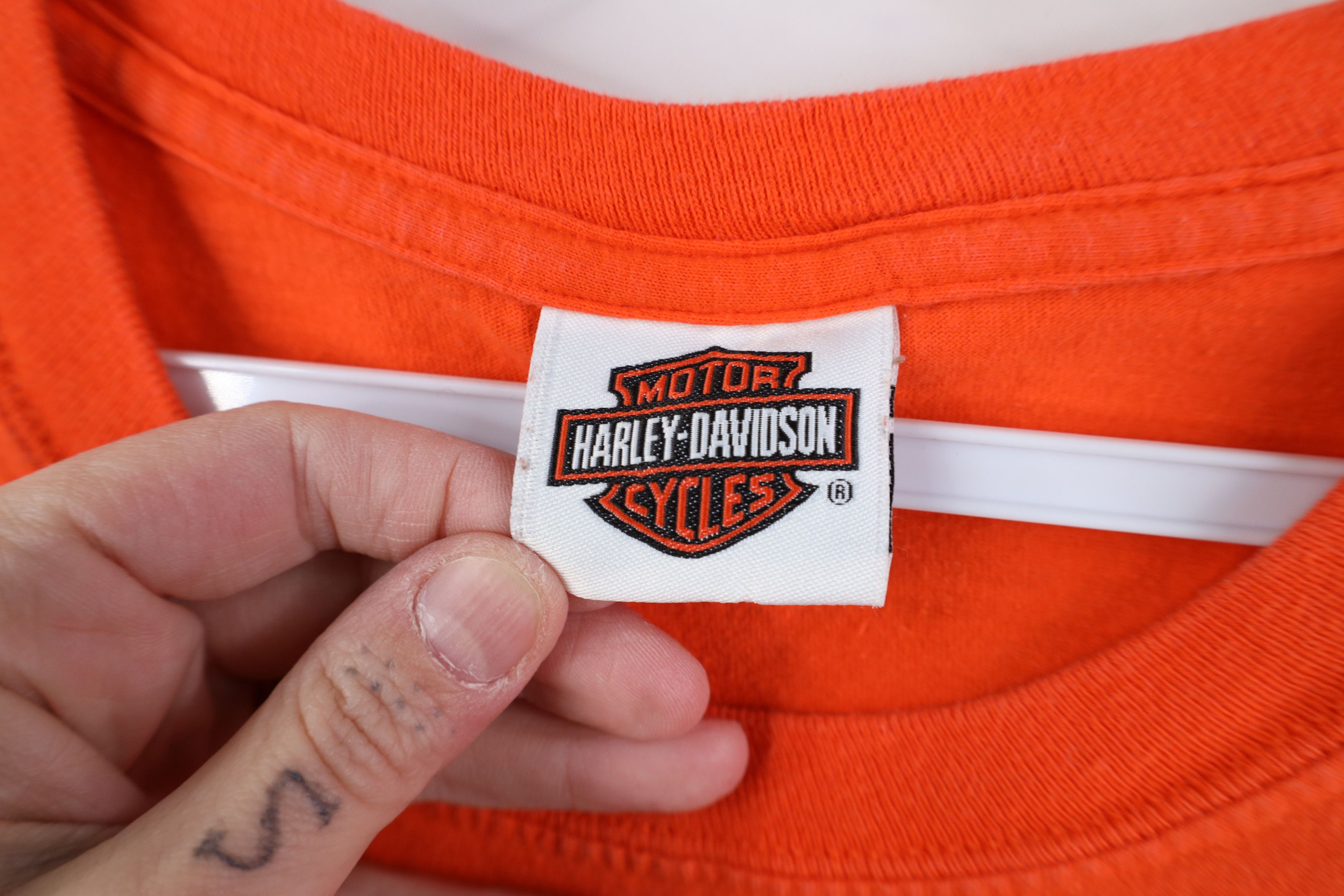 Harley Davidson Vintage Y2K Harley Davidson Oil Pocket T-Shirt Orange Cotton Size US M / EU 48-50 / 2 - 8 Thumbnail