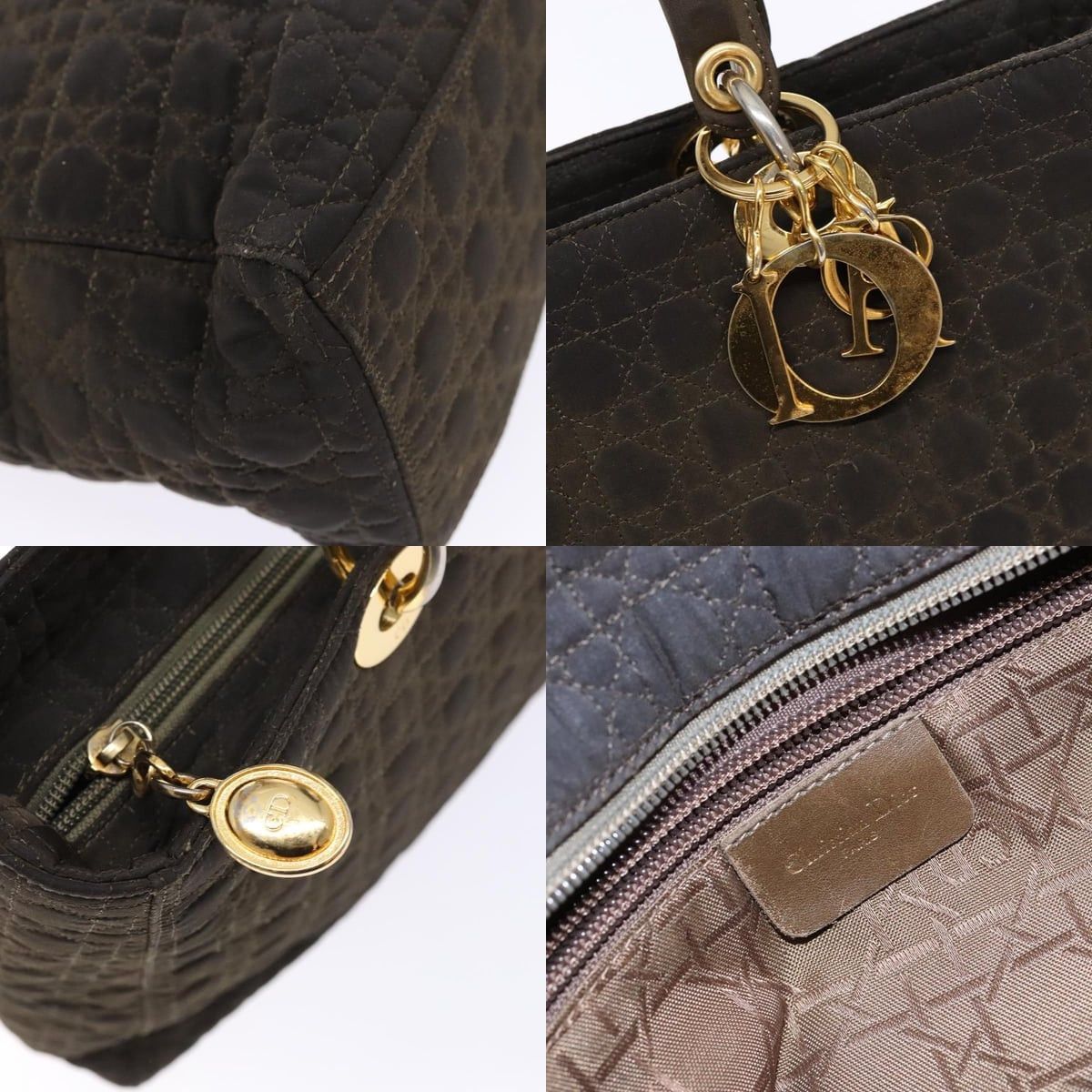 Dior DIOR Lady DIOR Canage Hand Bag Nylon Khaki Gold Size ONE SIZE - 11 Thumbnail