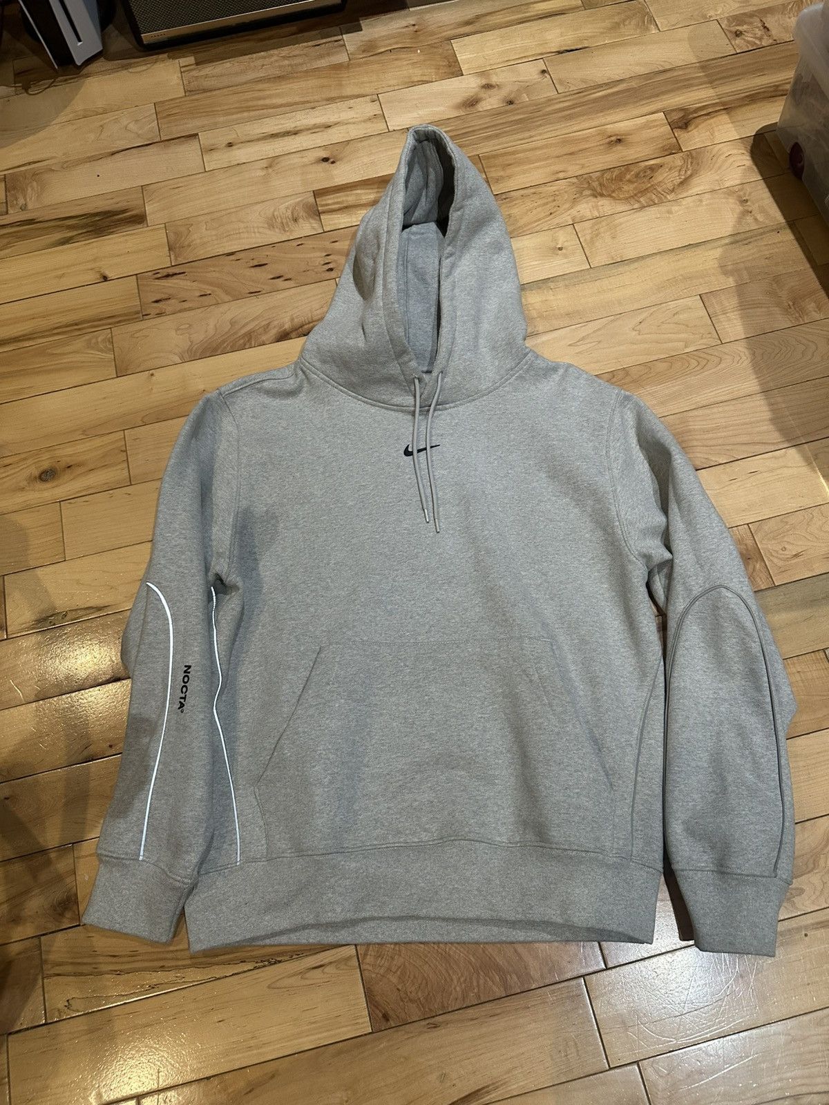 Pre-owned Drake X Nike 2021 Cardinal Stock Reflective Piping Hoodie Heather Grey