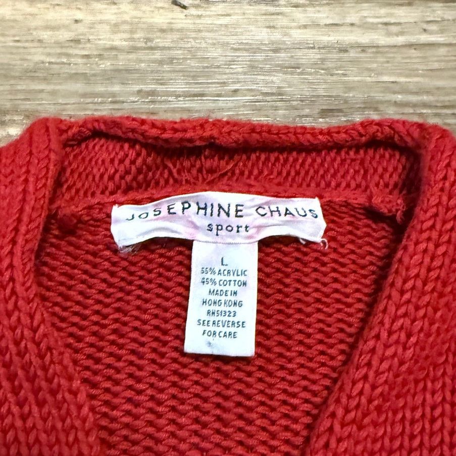 Vintage Vintage 90s Argyle Red Knit V-Neck Sweater Size L / US 10 / IT 46 - 3 Thumbnail