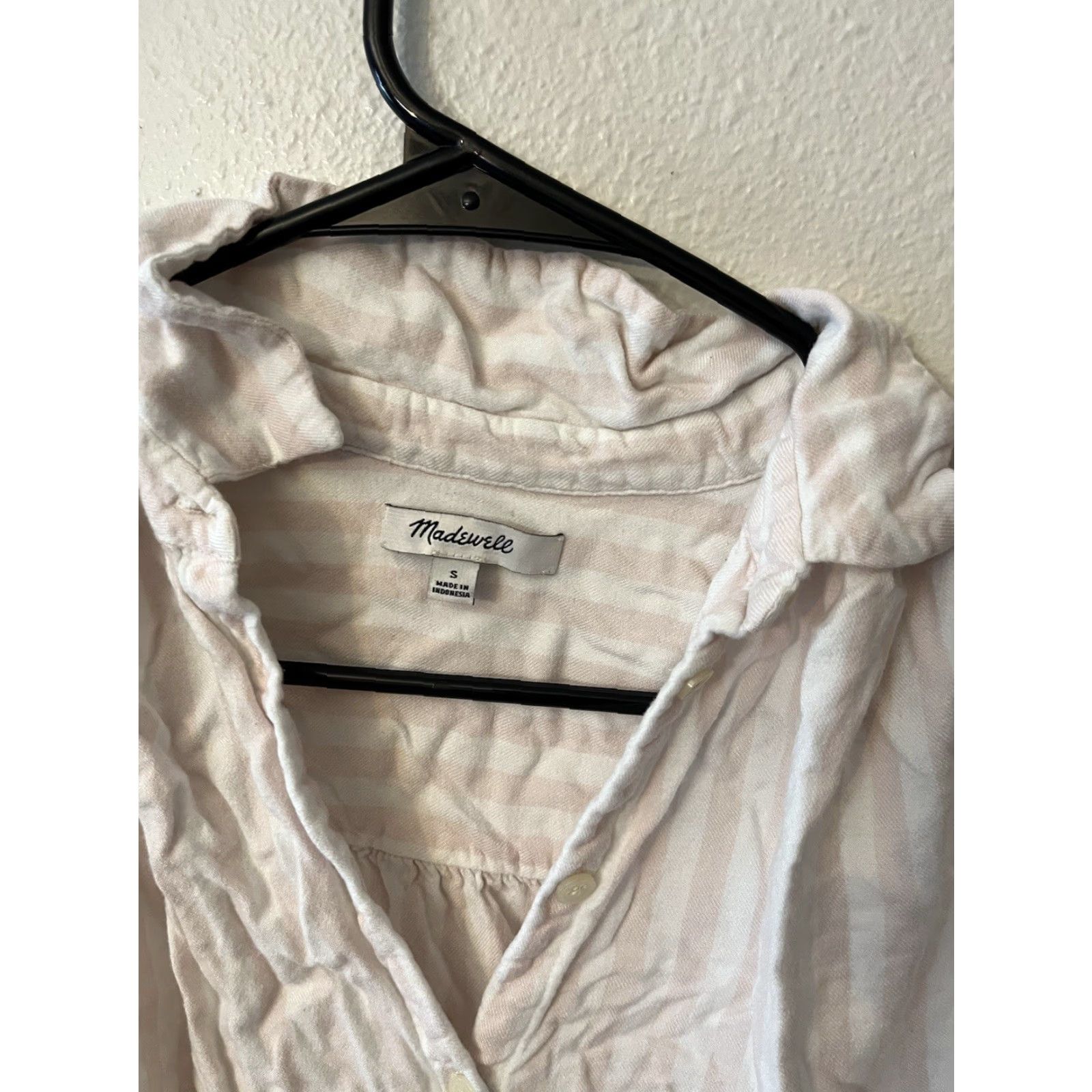 Madewell VINTAGE Madewell Button-Up Shirt Women’s Small Pink Striped Cotton Casual Blouse Size S / US 4 / IT 40 - 2 Thumbnail