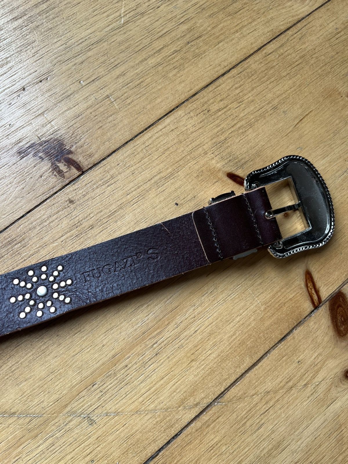 Fugazi Fugazi Brown Leather Studded Belt Size 32 - 6 Thumbnail