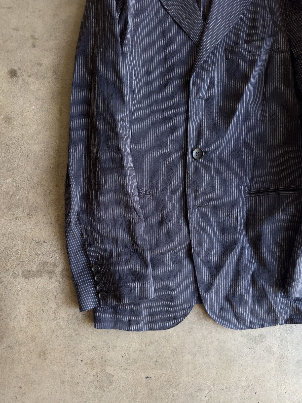 Giorgio Armani Giorgio Armani Black Label Striped Linen & Silk Jacket Size 38R - 4 Thumbnail