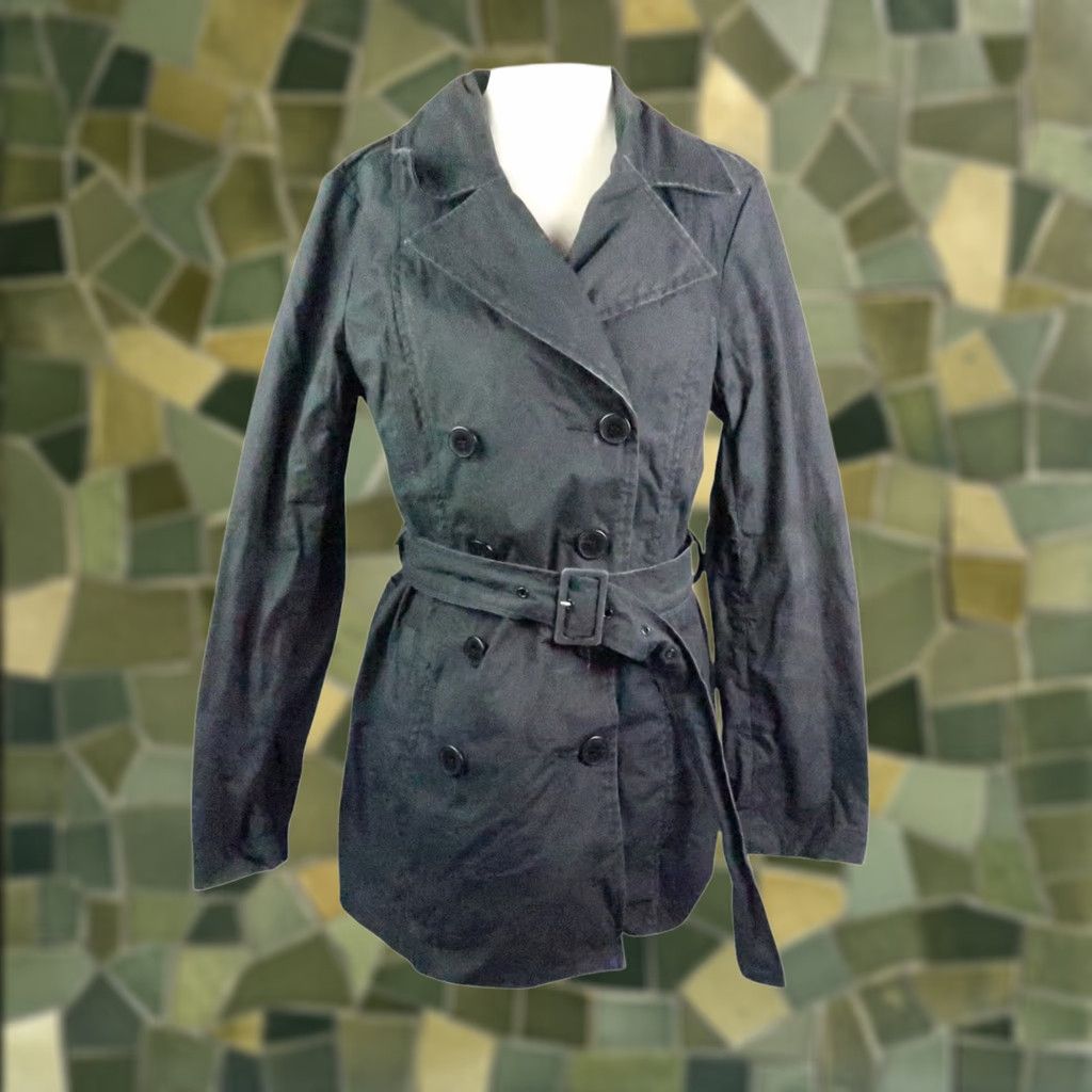 Calvin Klein VINTAGE 90s Calvin Klein Black Cotton Trench Coat Jacket L Womens Size L / US 10 / IT 46 - 1 Thumbnail