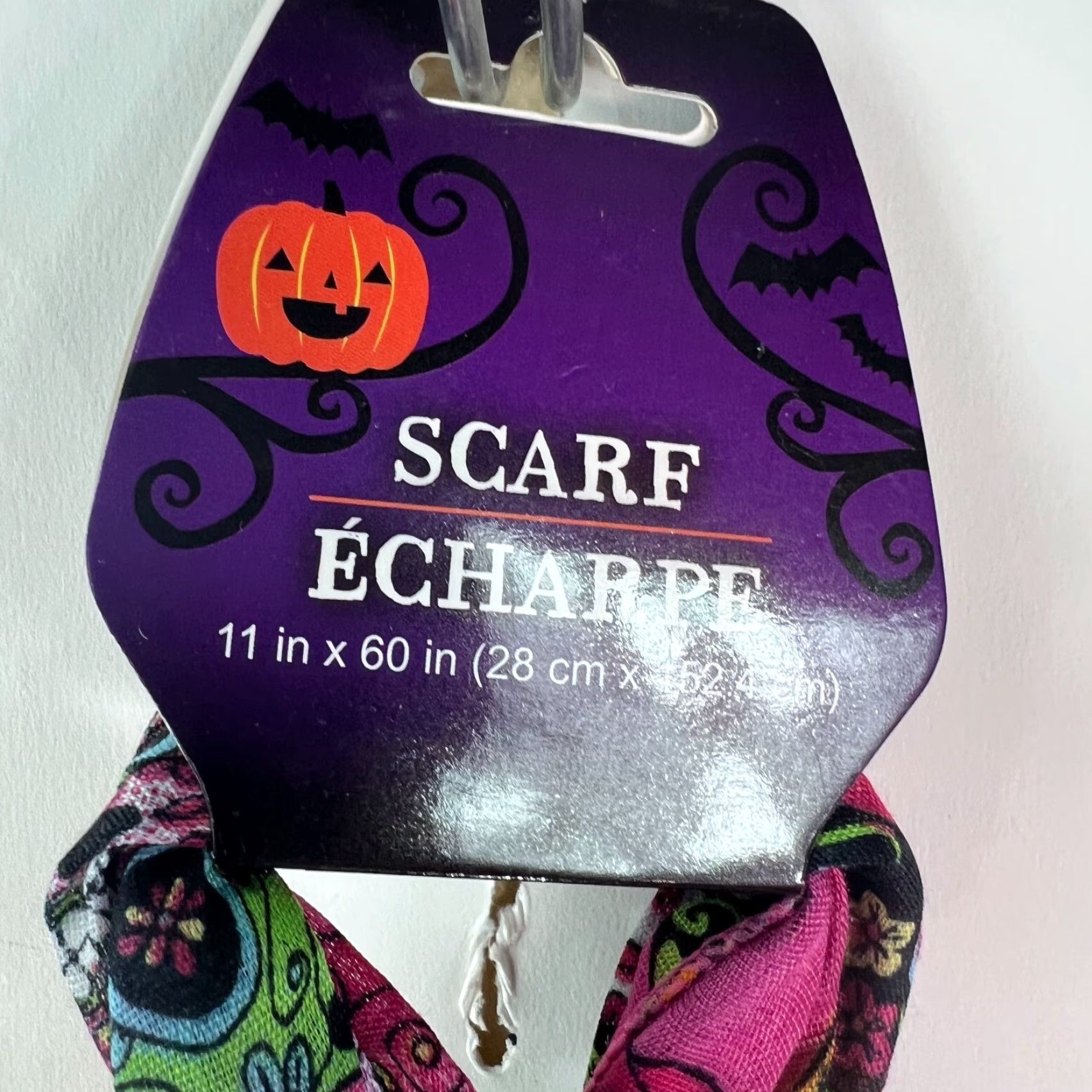 Pinko VINTAGE New Womens Halloween Floral Print Skeleton Pink Rectangle Scarf Size 11"X60" Size ONE SIZE - 3 Thumbnail