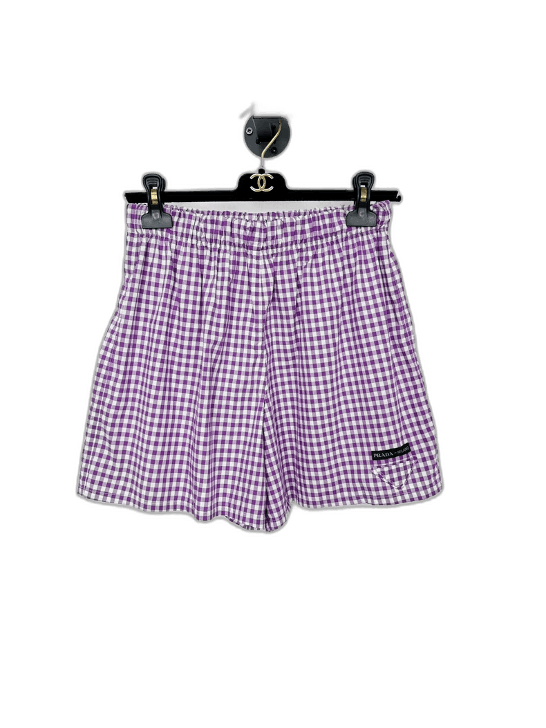 Prada Prada Purple Checkered Shorts, Size 42 Size 42" / US 20 - 1 Thumbnail