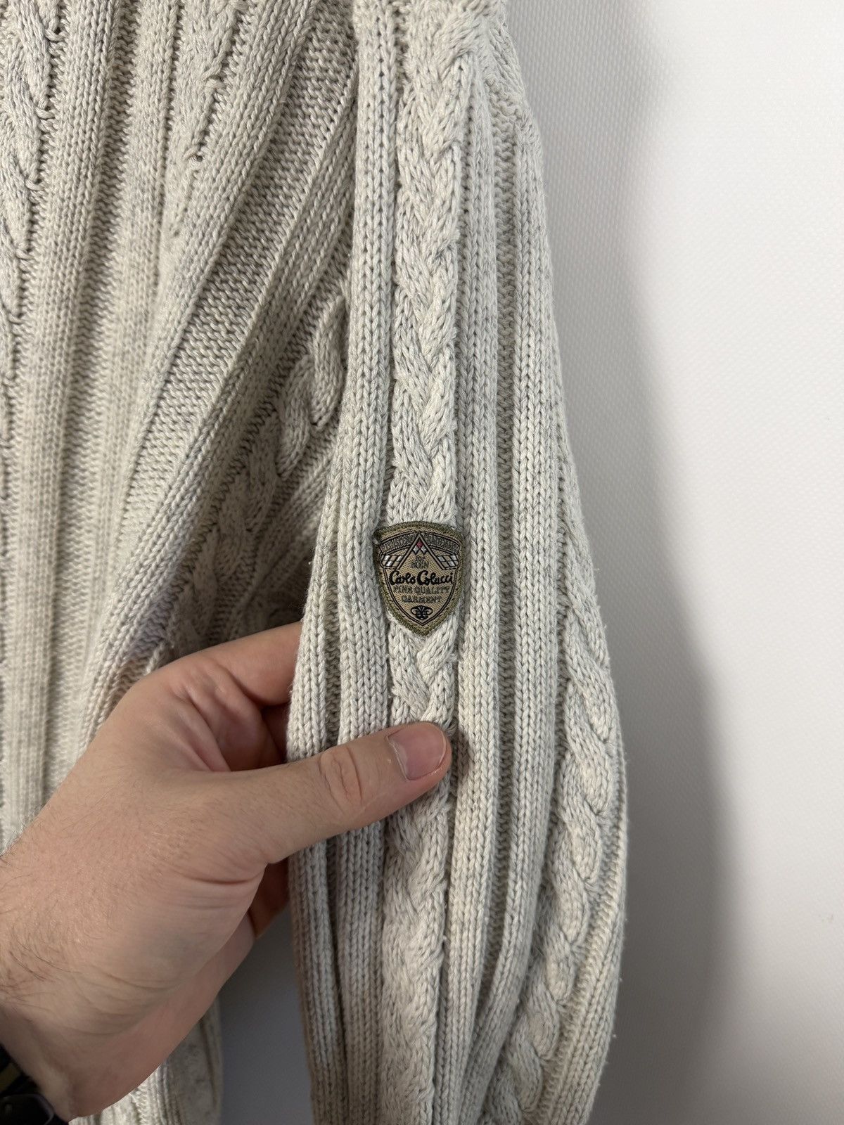 Carlo Colucci Carlo Colucci V-Neck Cable Knit Wool Sweater Vintage Size 50 Size US L / EU 52-54 / 3 - 6 Thumbnail