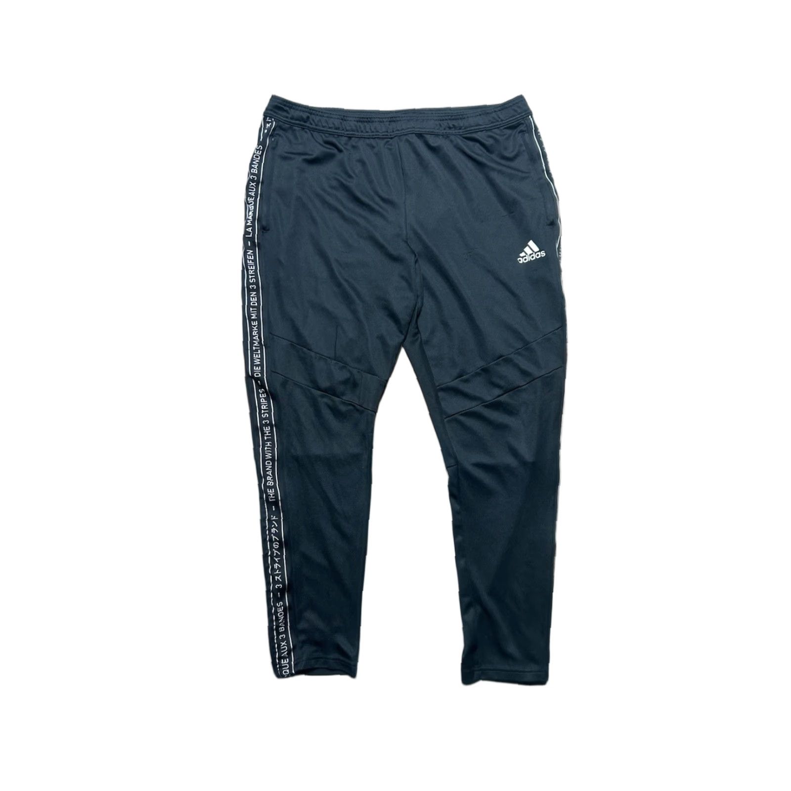 Adidas VINTAGE Adidas track pants polyester joggers black three stripes spell out men’s XL Size US 36 / EU 52 - 1 Thumbnail