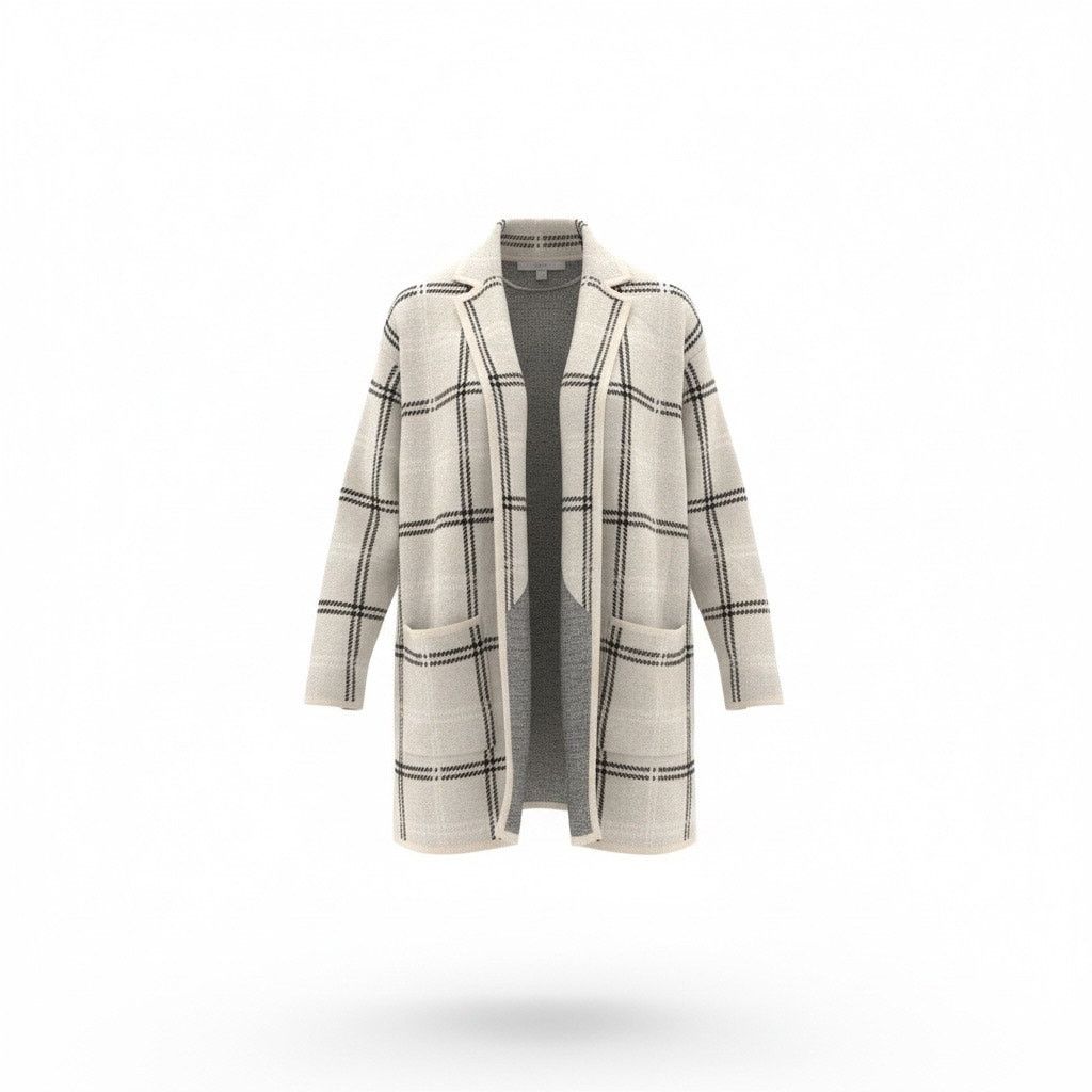 Loft LOFT Women’s Open Front Plaid Cardigan Size Small Cream Size S / US 4 / IT 40 - 1 Thumbnail