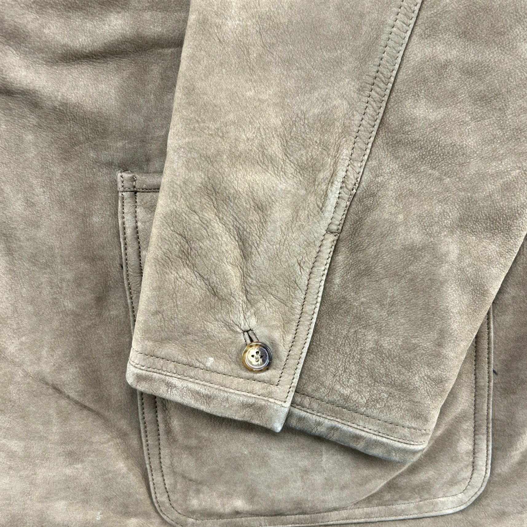 Orvis VINTAGE Orvis Blazer Jacket Men 54L Brown Leather Western Pea Coat Regular Size 54 Mens Brown Size 54R - 5 Thumbnail