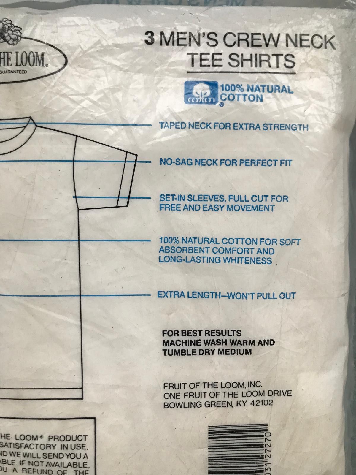 Fruit Of The Loom NOS Fruit of the Loom 3xCrew Neck Pack Tee 1984 Unopened Size US M / EU 48-50 / 2 - 6 Thumbnail