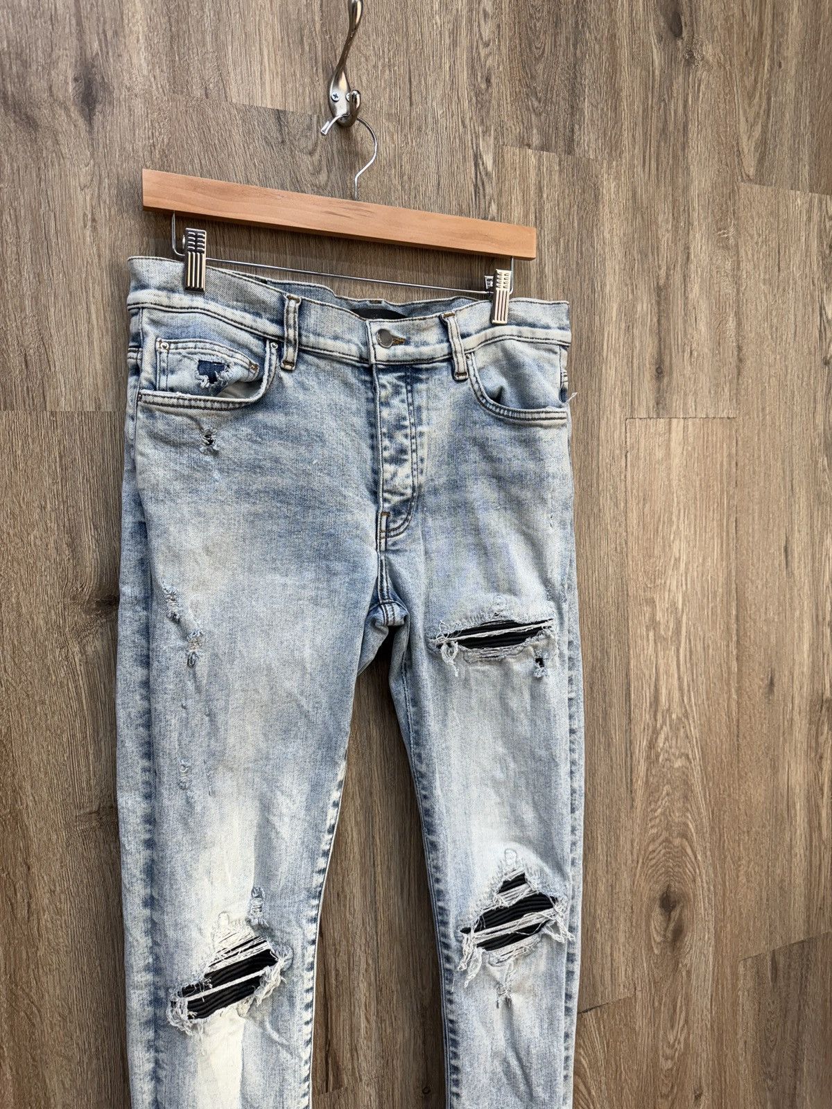 Amiri Amiri Blue Denim Black Patch Jeans Size US 33 - 3 Thumbnail