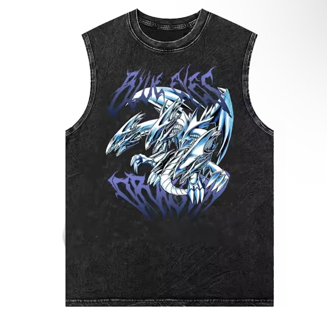Japanese Brand Y2K Sport Anime Dragon Printed Washed Vest Tank Top T-Shirt Size US XL / EU 56 / 4 - 1 Thumbnail