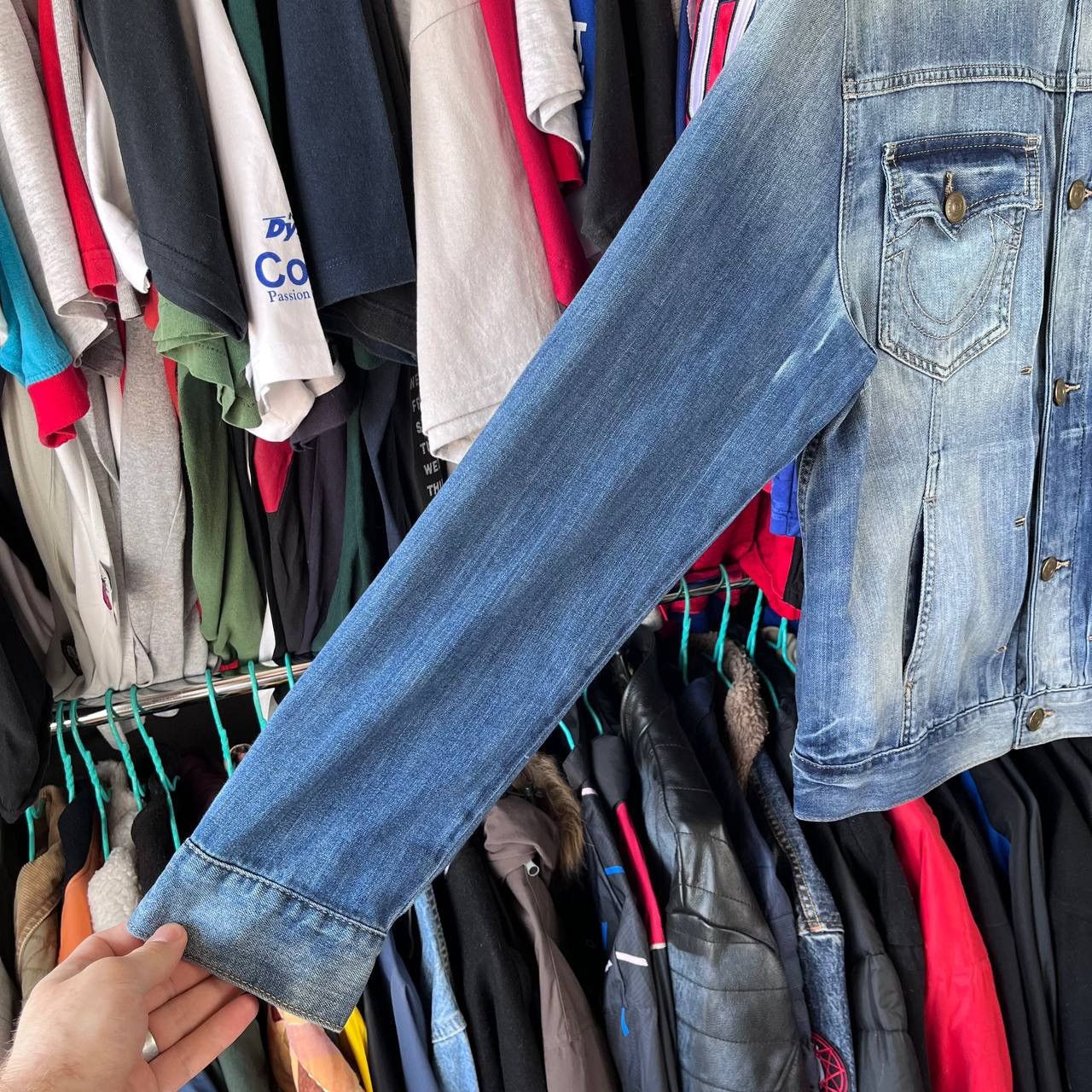 True Religion × Vintage Vintage True Religion Dylan Big Logo Jean Denim Jacket Size US L / EU 52-54 / 3 - 7 Thumbnail
