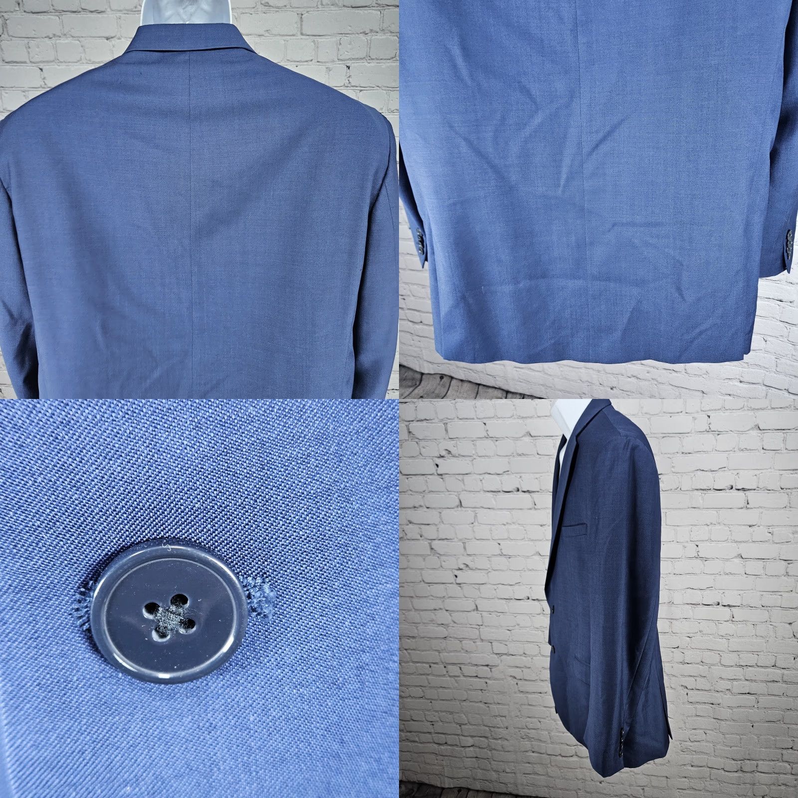 Calvin Klein VINTAGE Calvin Klein Blue 2 Button Double Vented Notch Blazer Sport Coat Jacket 42 Mens Size 42R - 9 Thumbnail