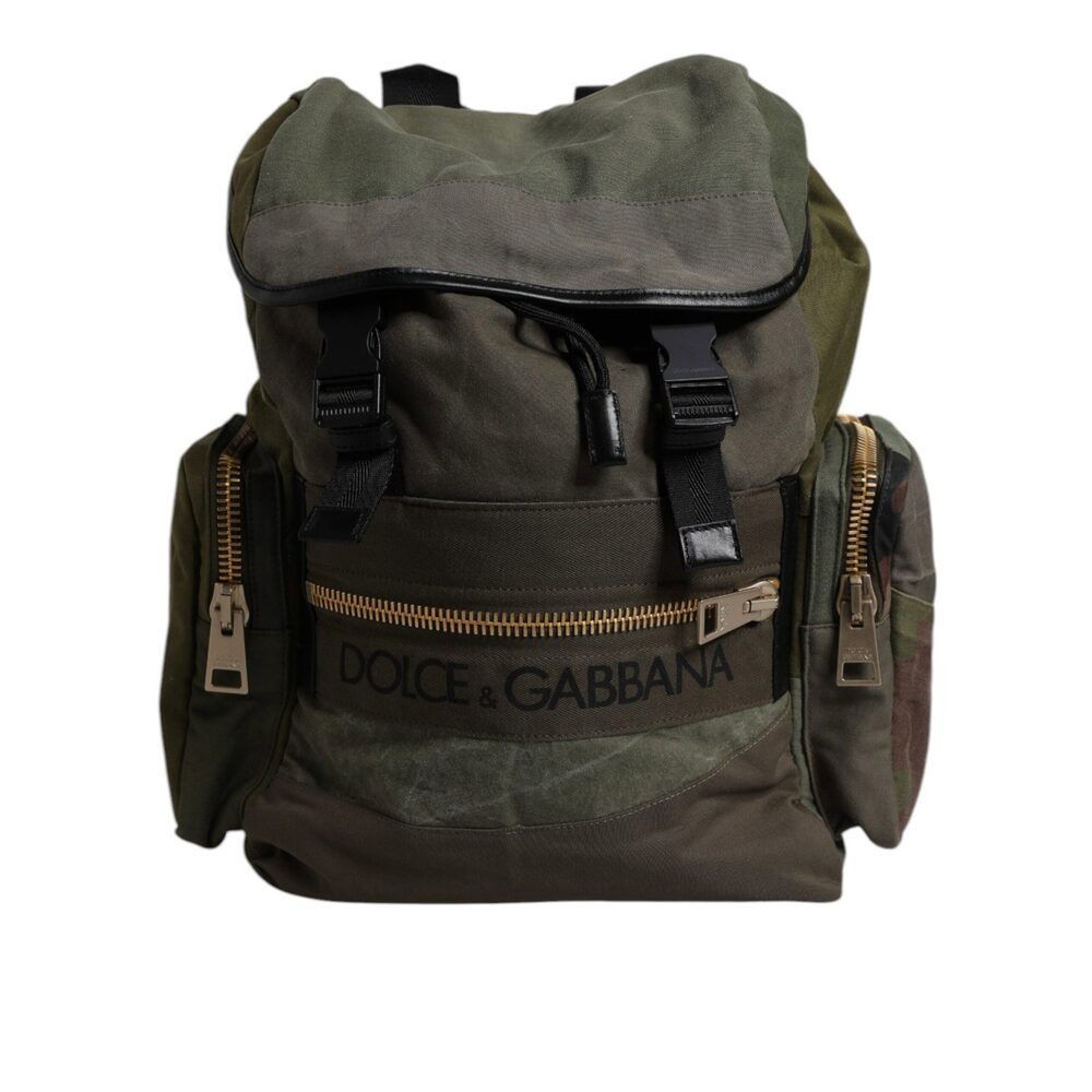 Dolce & Gabbana Dolce & Gabbana Military Green Patchwork School Backpack Bag Size ONE SIZE - 6 Thumbnail