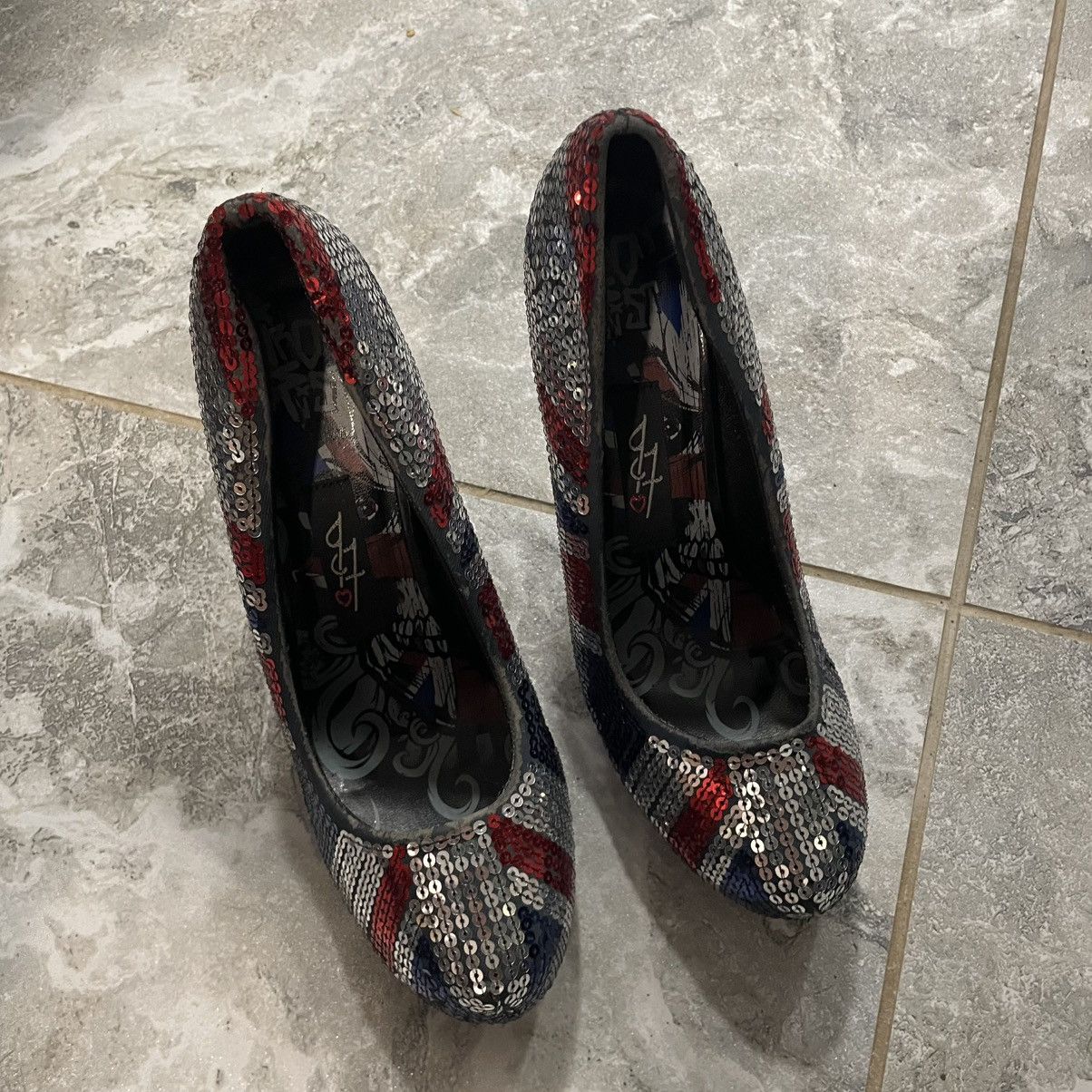 Vintage UK 🇬🇧 UNITED KINGDOM GREAT BRITAIN HEELS PLATFORM SHOES ENG Size US 9 / IT 39 - 5 Thumbnail