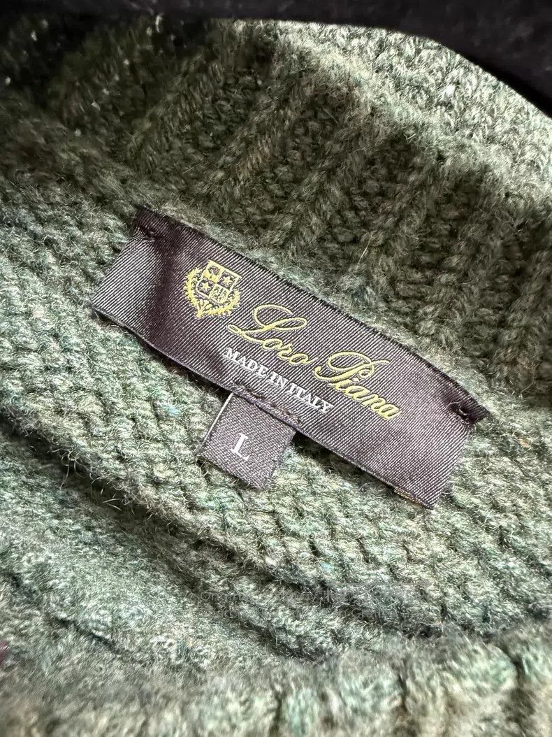 Loro Piana Loro Piana Moss Green Long Sleeve Cashmere Knit Sweater Size L / US 10 / IT 46 - 4 Thumbnail