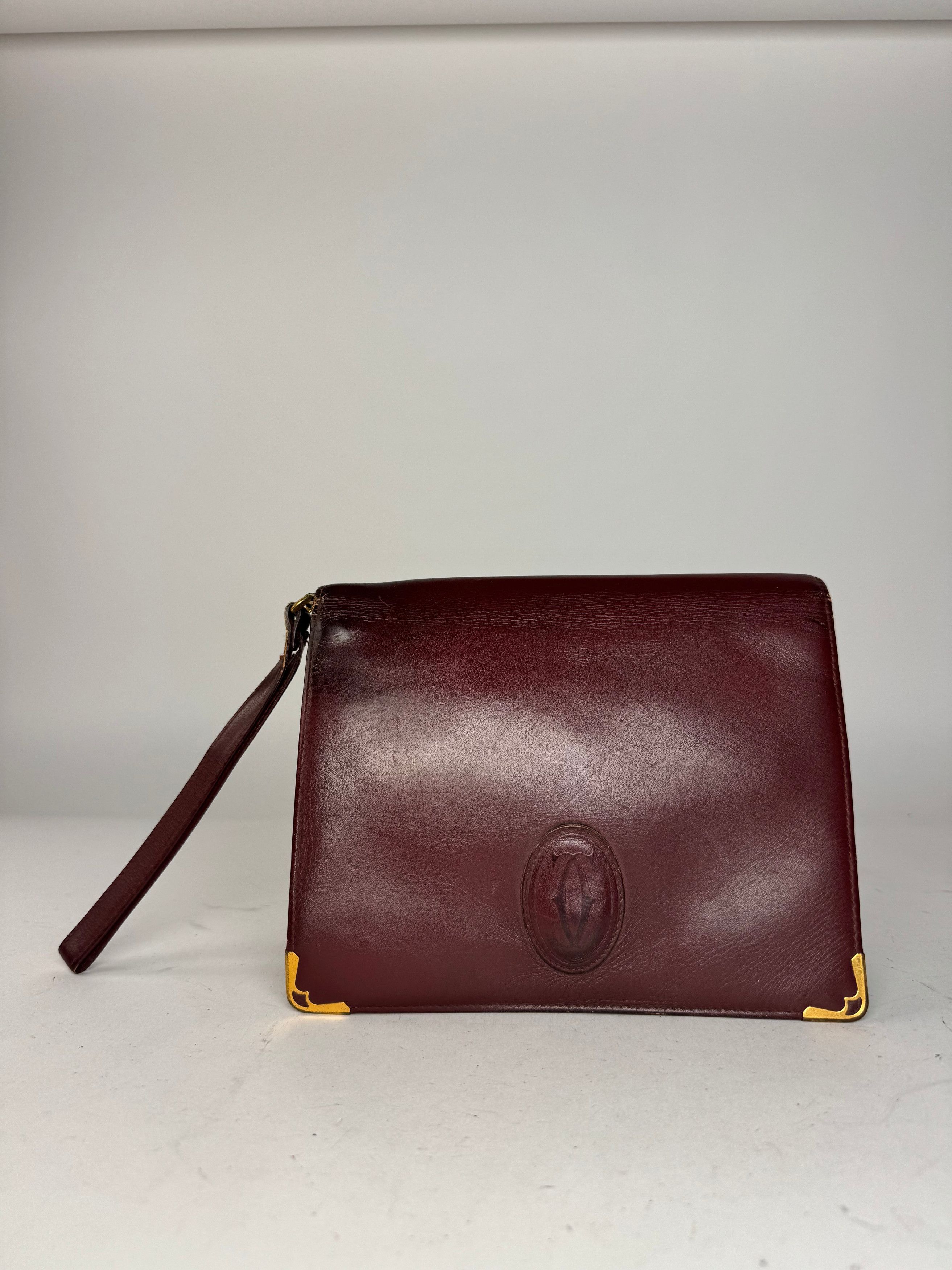 Cartier Vintage Leather Clutch Burgundy Size ONE SIZE - 1 Thumbnail