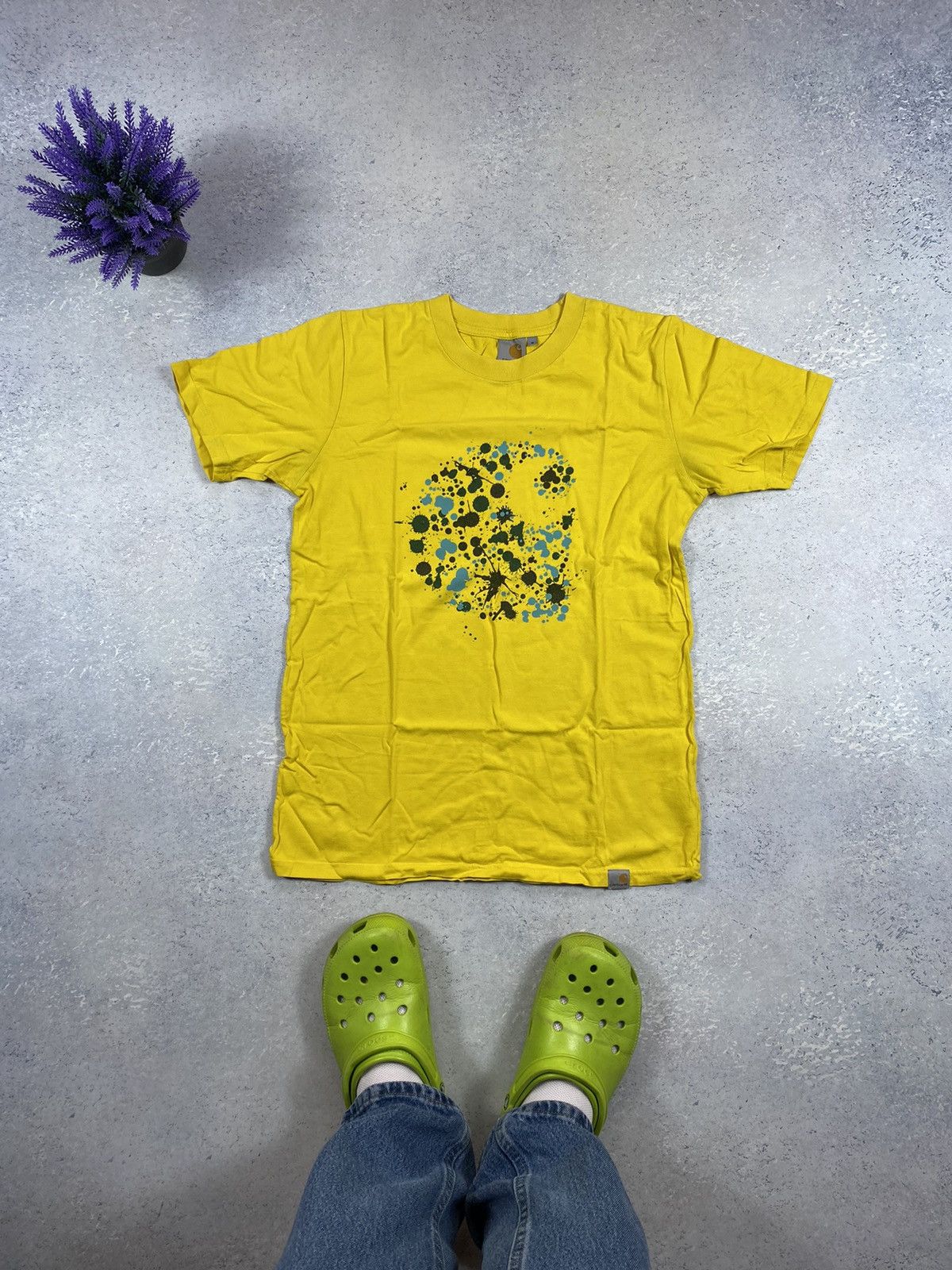 Carhartt × Carhartt Wip Vintage Carhartt Men’s Yellow T-Shirt with Big Logo small Size US S / EU 44-46 / 1 - 2 Thumbnail