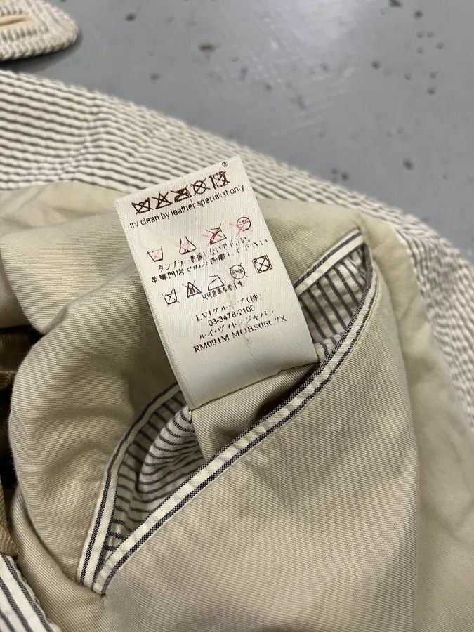 Louis Vuitton 2000s Louis Vuitton Striped Classy Beige Hybrid Leather Jacket Size US M / EU 48-50 / 2 - 14 Thumbnail