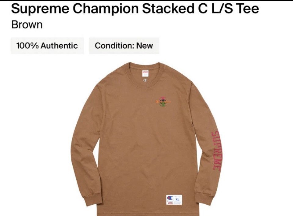 Champion × Supreme Supreme X Champion Stacked C Long Sleeve!FW17!Super Rar Size US XL / EU 56 / 4 - 7 Thumbnail