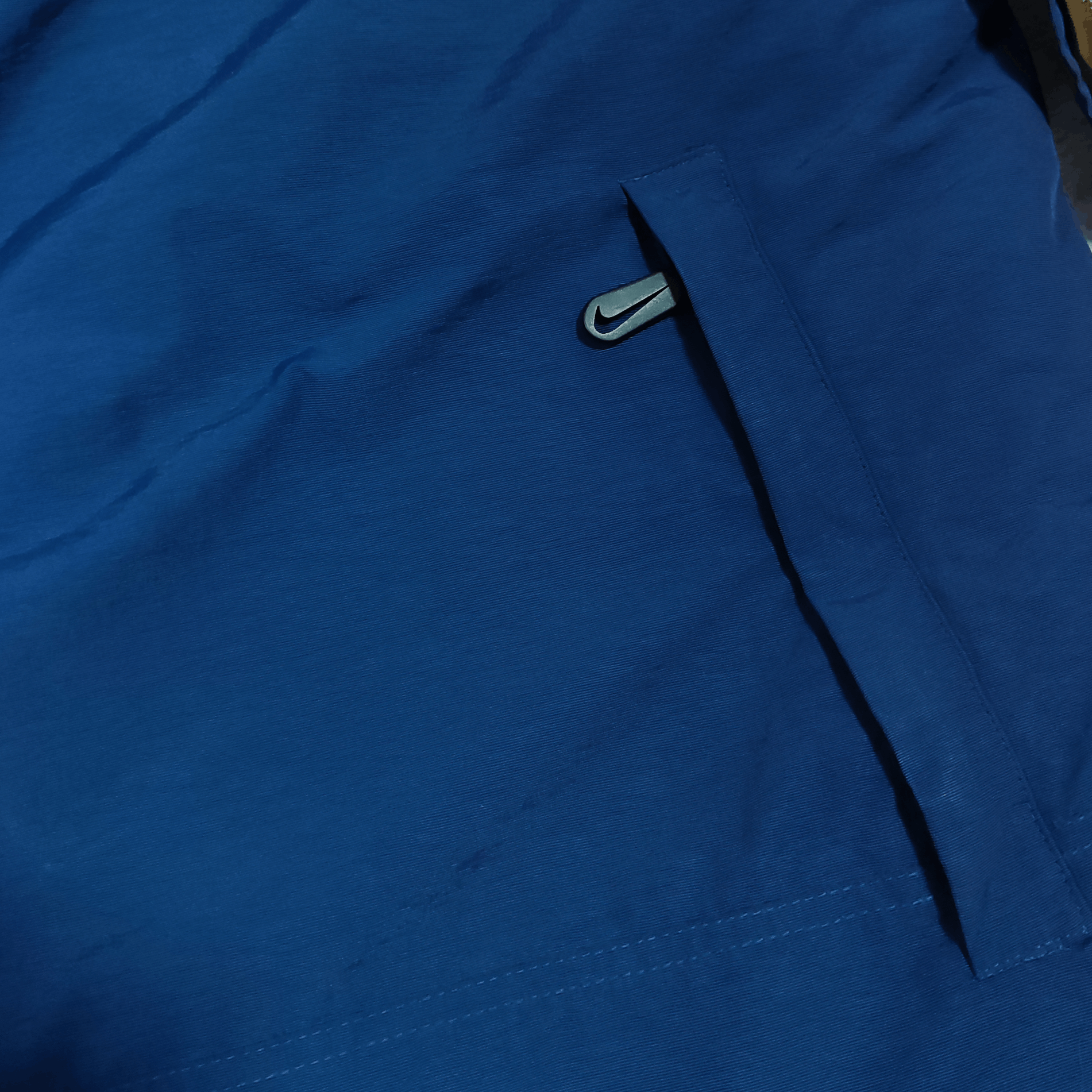 Nike × Vintage 90s Vintage Nike Big Swoosh Logo Denim Jacket Rare Size XL Size US XL / EU 56 / 4 - 7 Thumbnail
