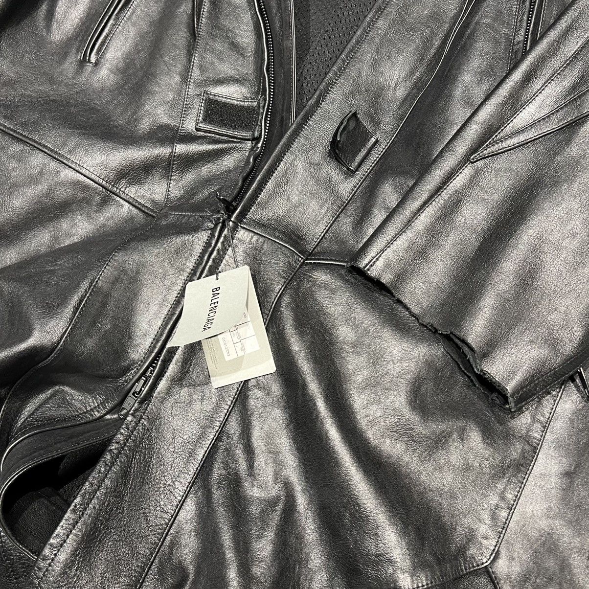 Balenciaga Balenciaga Hooded Leather Biker Coat Size US L / EU 52-54 / 3 - 4 Thumbnail