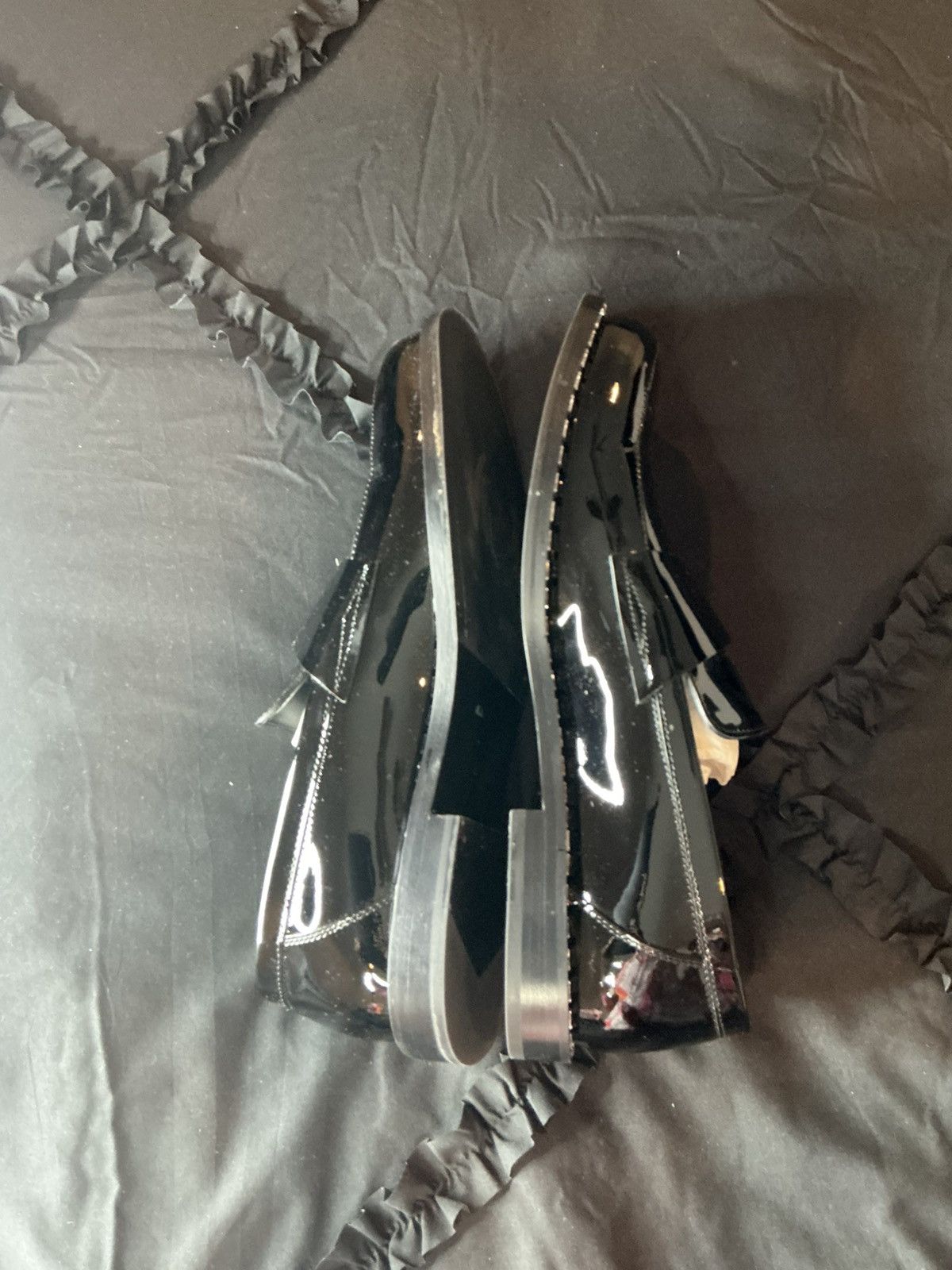 Jimmy Choo Versace Black Patent Espadrille Loafers Size US 11.5 / EU 44-45 - 6 Thumbnail