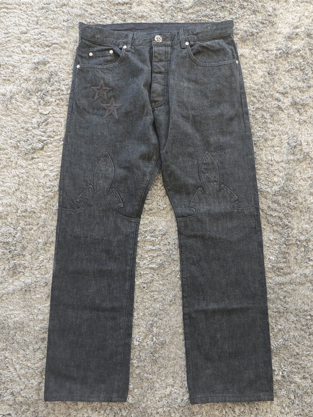 Chrome Hearts Chrome Hearts Black Double Knee Star Patches Denim Size US 36 / EU 52 - 2 Thumbnail