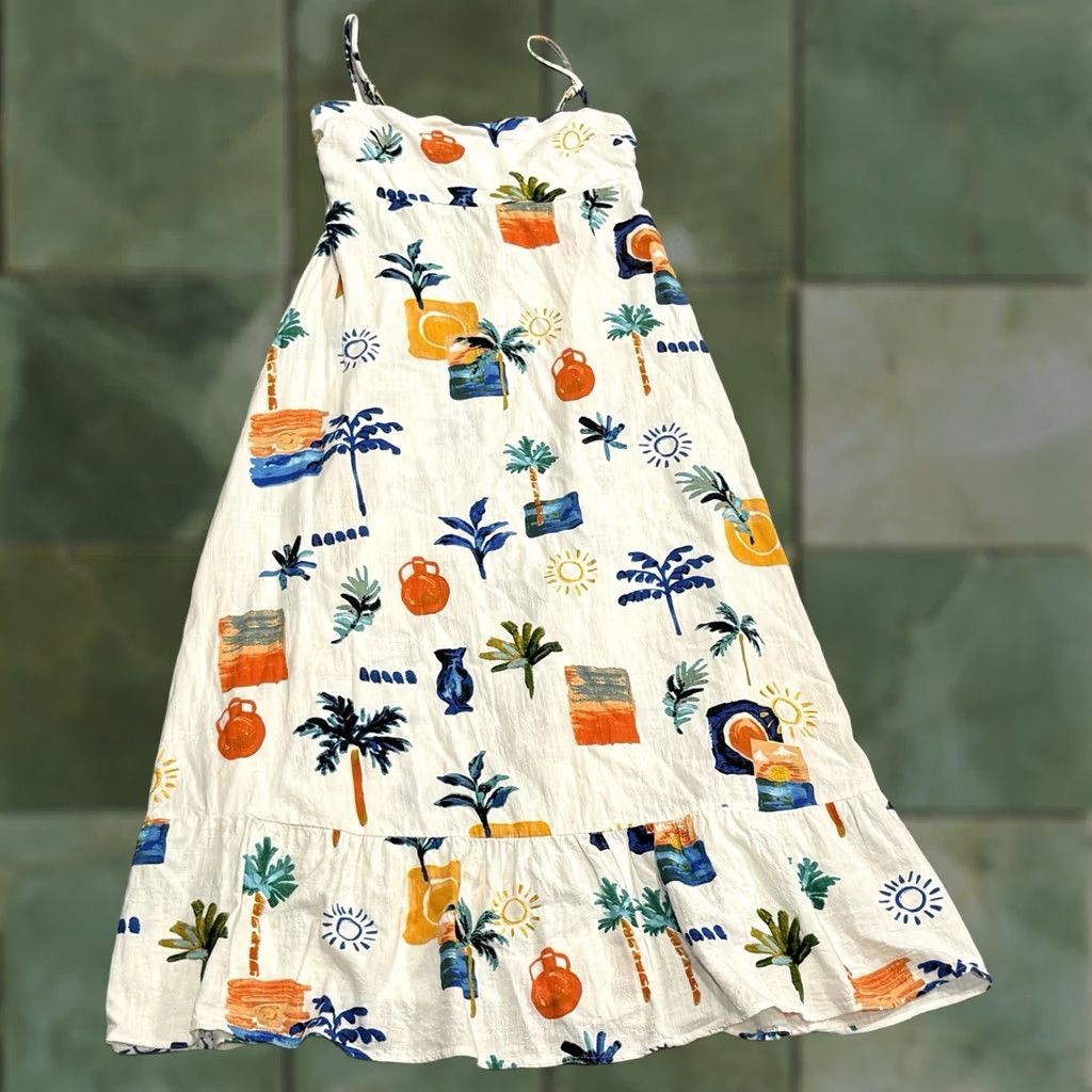 Vintage Label of Love Australia Smocked Linen Midi Dress S Women Travel Beach Resort Size S / US 4 / IT 40 - 1 Thumbnail