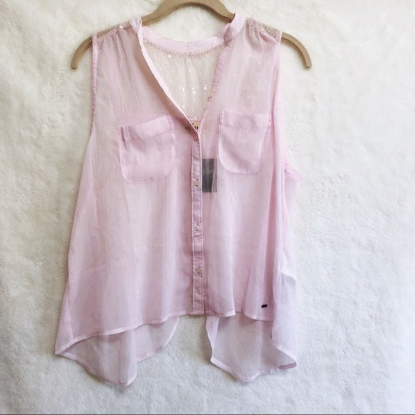 Hollister Hollister Pink Sequined Transparent Tank Top Size S / US 4 / IT 40 - 6 Thumbnail