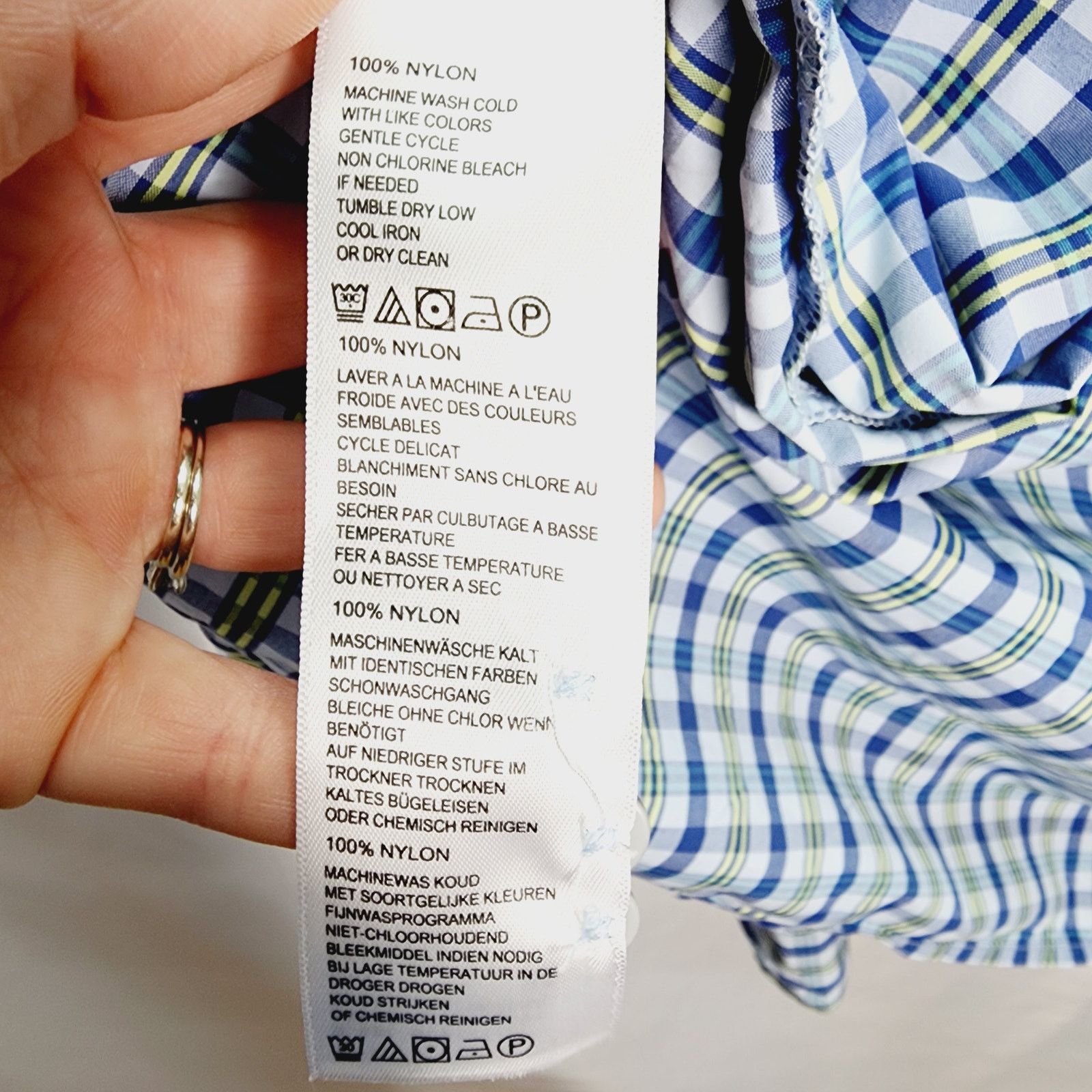 Tommy Bahama Tommy Bahama Nylon Button Front Blue Plaid Shirt Size Size US XL / EU 56 / 4 - 5 Thumbnail