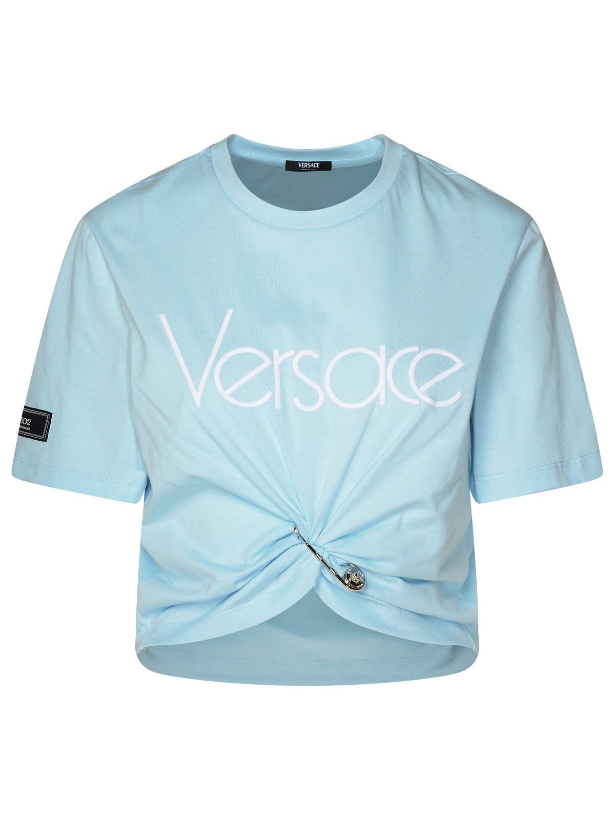 image of Versace Light Blue Cotton T-Shirt, Women's (Size Small)