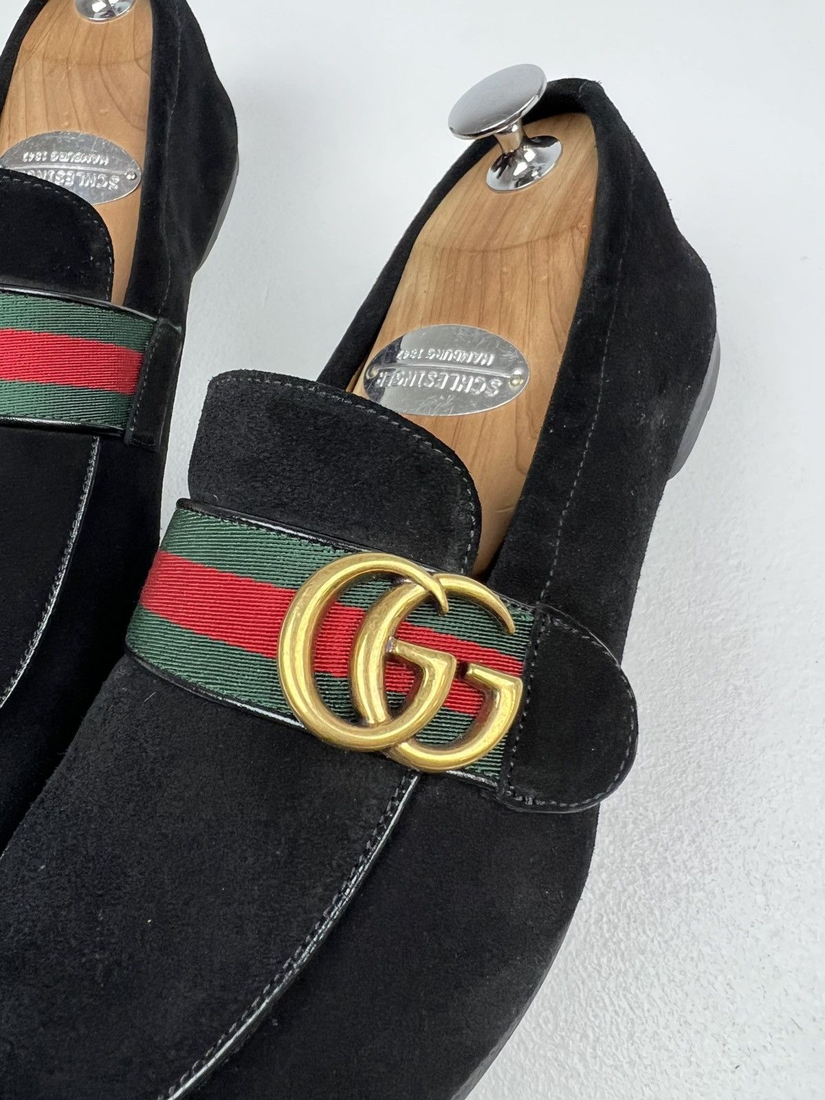 Gucci GUCCI Loafers Suede Shoes GG Buckle Web Stripe Black Men’s Size US 7.5 / EU 40-41 - 3 Thumbnail