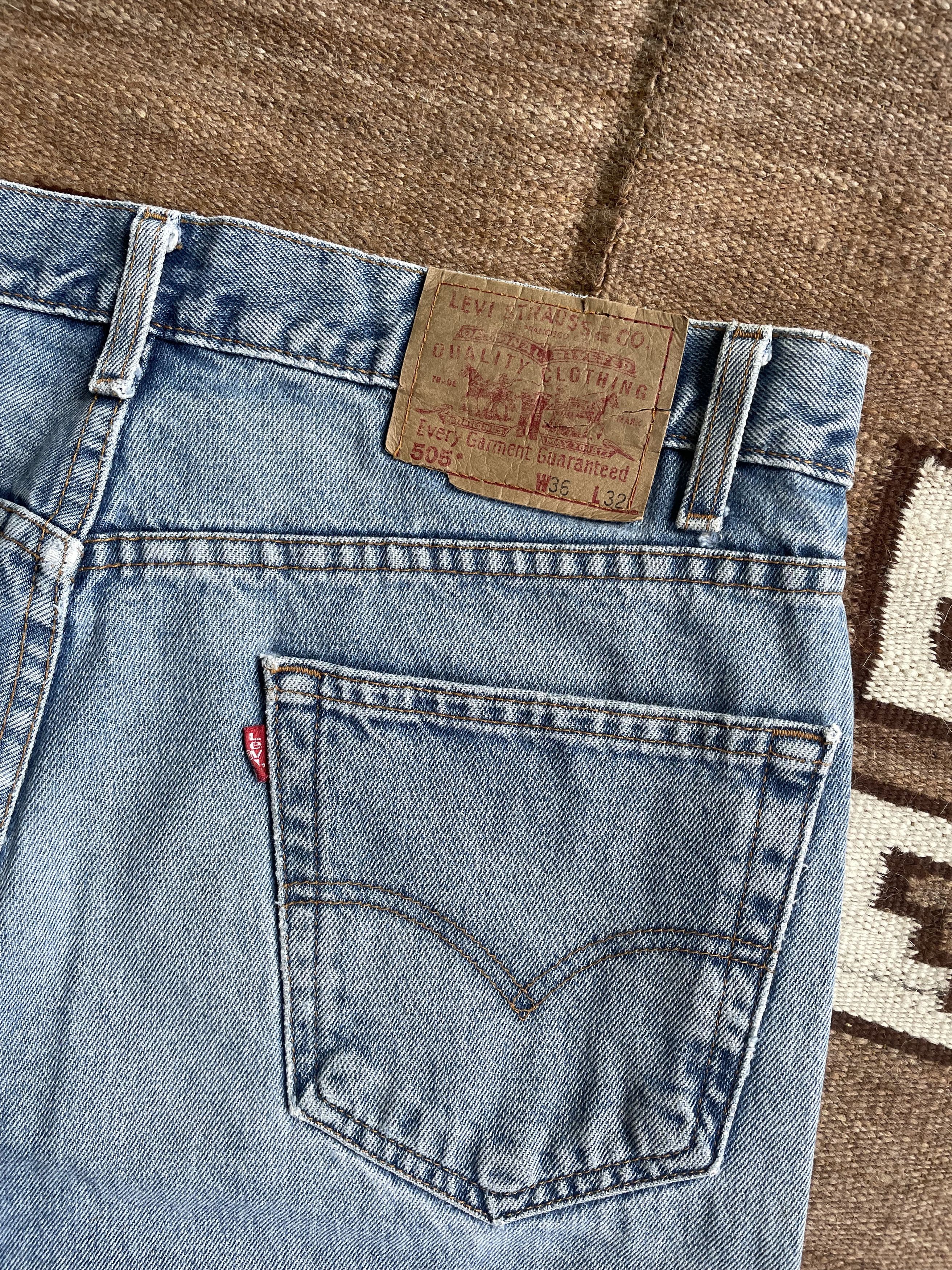 Jean Levis 505 Vintage 90s Light Blue Denim Jeans 6864AC Size US 36 / EU 52 - 2 Thumbnail