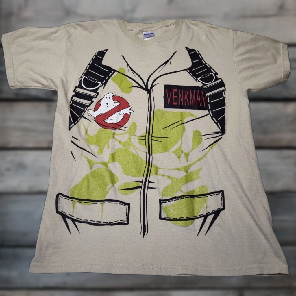 Gildan VINTAGE Ghostbusters T-Shirt Crew Neck Unisex Adults M Tan Brown Cotton Gildan Graphic Print 80s 90s Boys Girls Mens Womens Size US M / EU 48-50 / 2 - 1 Thumbnail