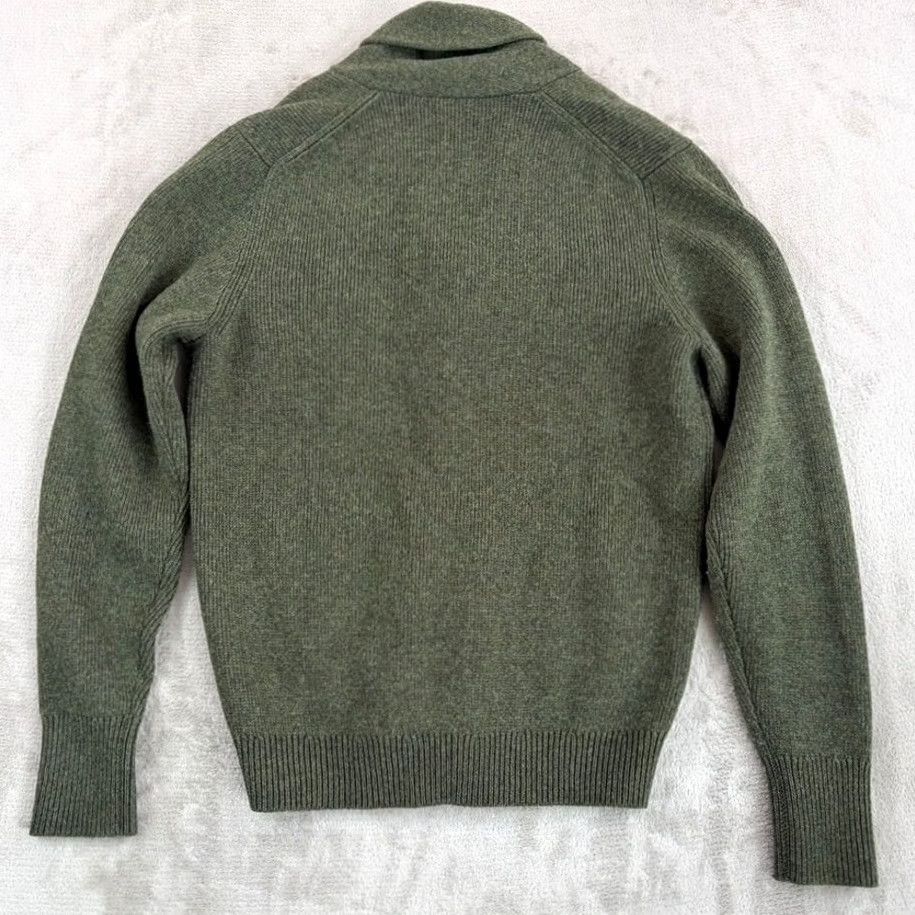 Sid Mashburn Sid Mashburn Cardigan Green Leather Buttons Ribbed Shawl-Collar Sweater M Men Size US M / EU 48-50 / 2 - 6 Thumbnail