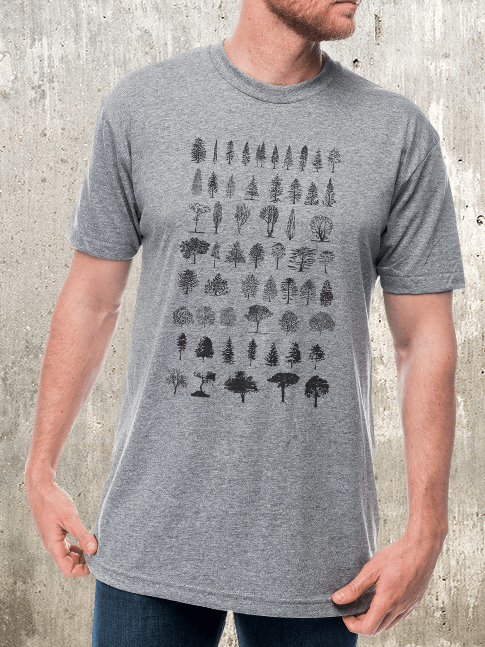 Designer × Vintage Nature T-Shirts for Men – Diagram of Trees Size US M / EU 48-50 / 2 - 2 Thumbnail