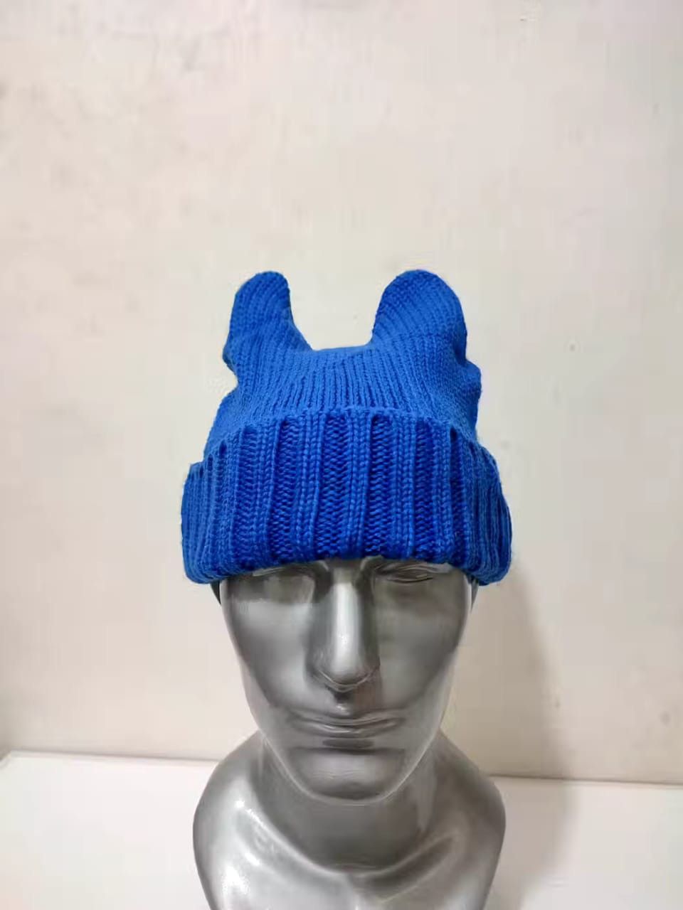 image of Bunny Horn Devil Beanie Hats in Blue, Men's