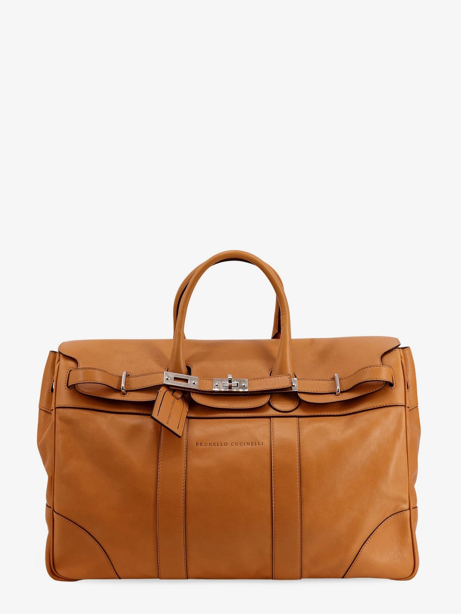 Brunello Cucinelli Leather Travel Bag With Engraved Logo On The Front Size ONE SIZE - 1 Thumbnail
