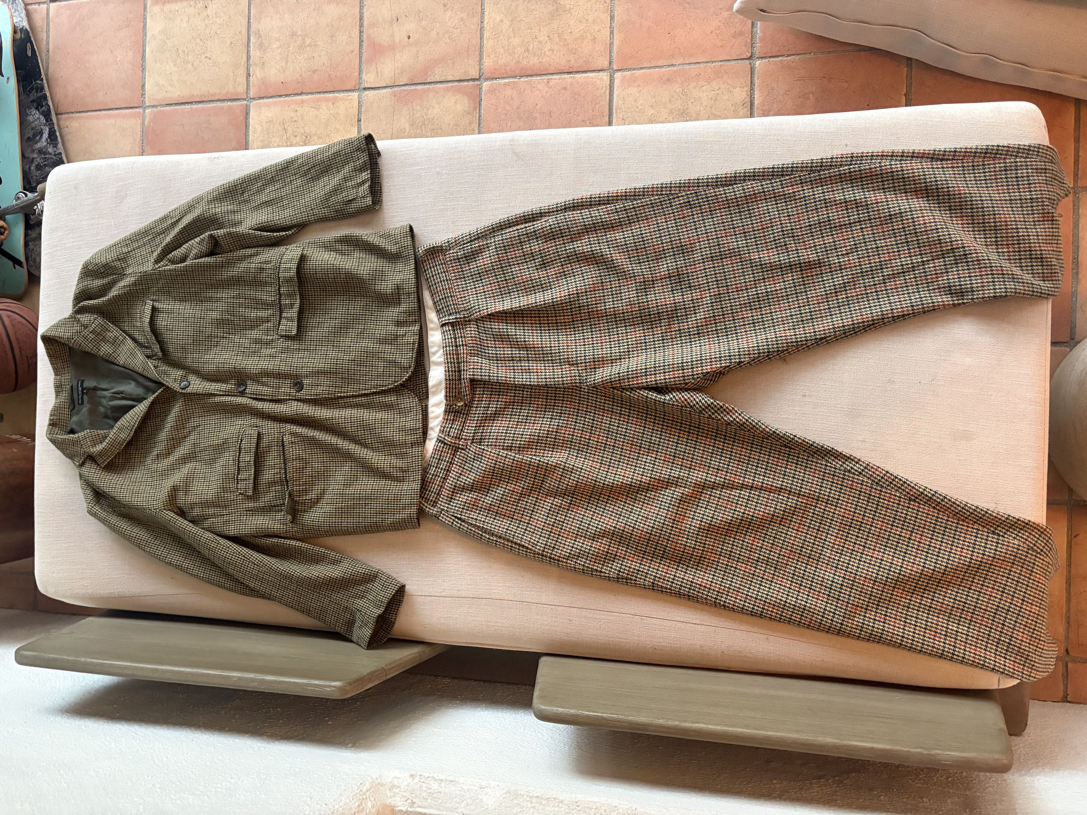 Engineered Garments CARLYLE PANT - KHAKI ACRYLIC WOOL GUNCLUB CHECK Size US 36 / EU 52 - 5 Thumbnail